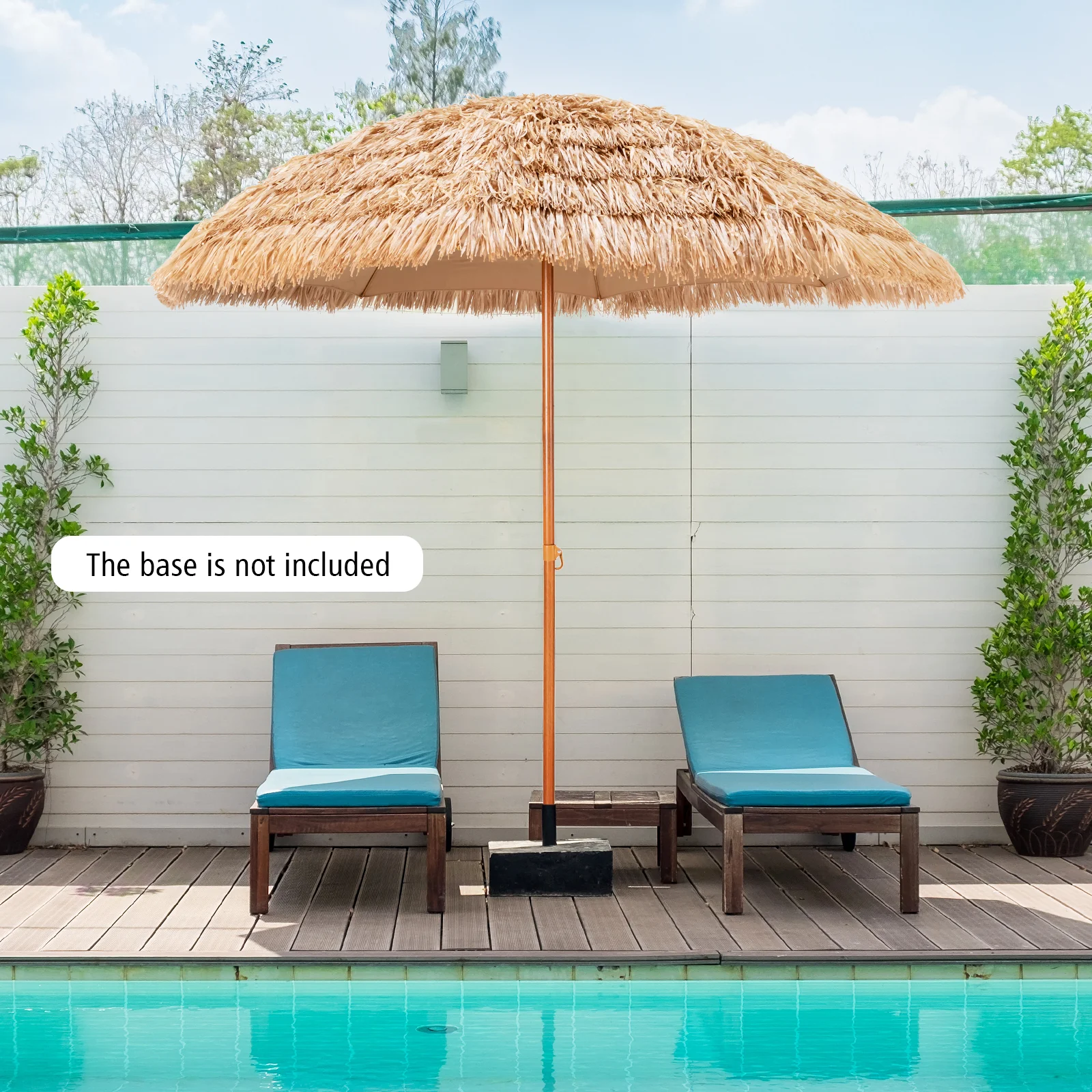 8 Feet Thatched Tiki Umbrella, Natural - Image 2