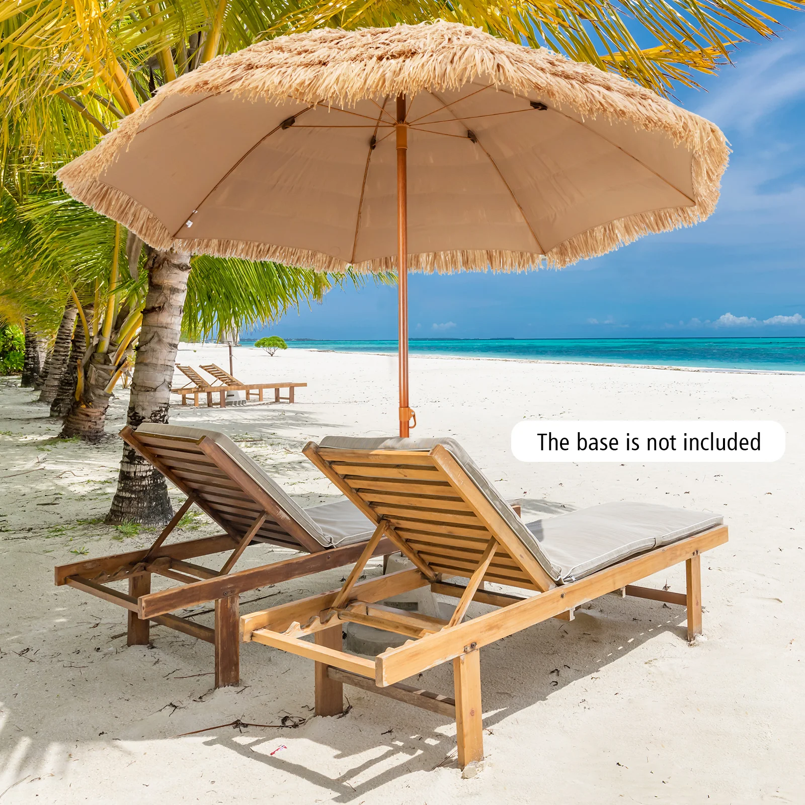8 Feet Thatched Tiki Umbrella, Natural - Image 3
