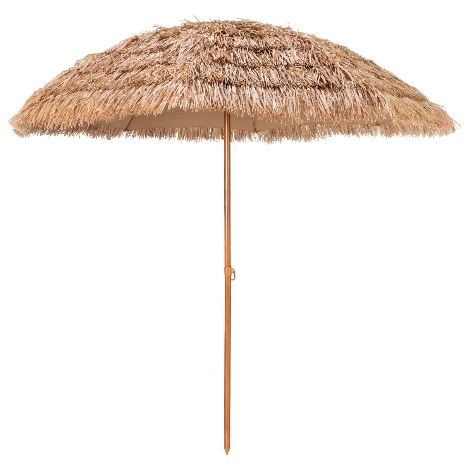 8 Feet Thatched Tiki Umbrella, Natural - Image 4