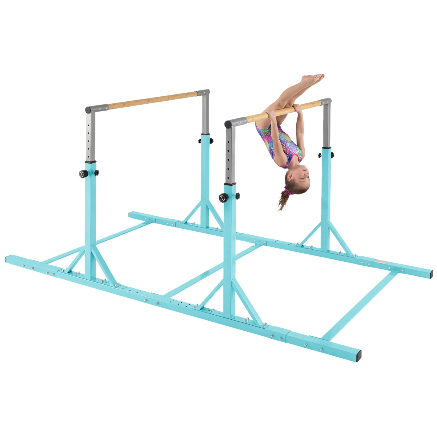 8 FT Double Horizontal Bars with 13-Level Adjustable Heights, Green