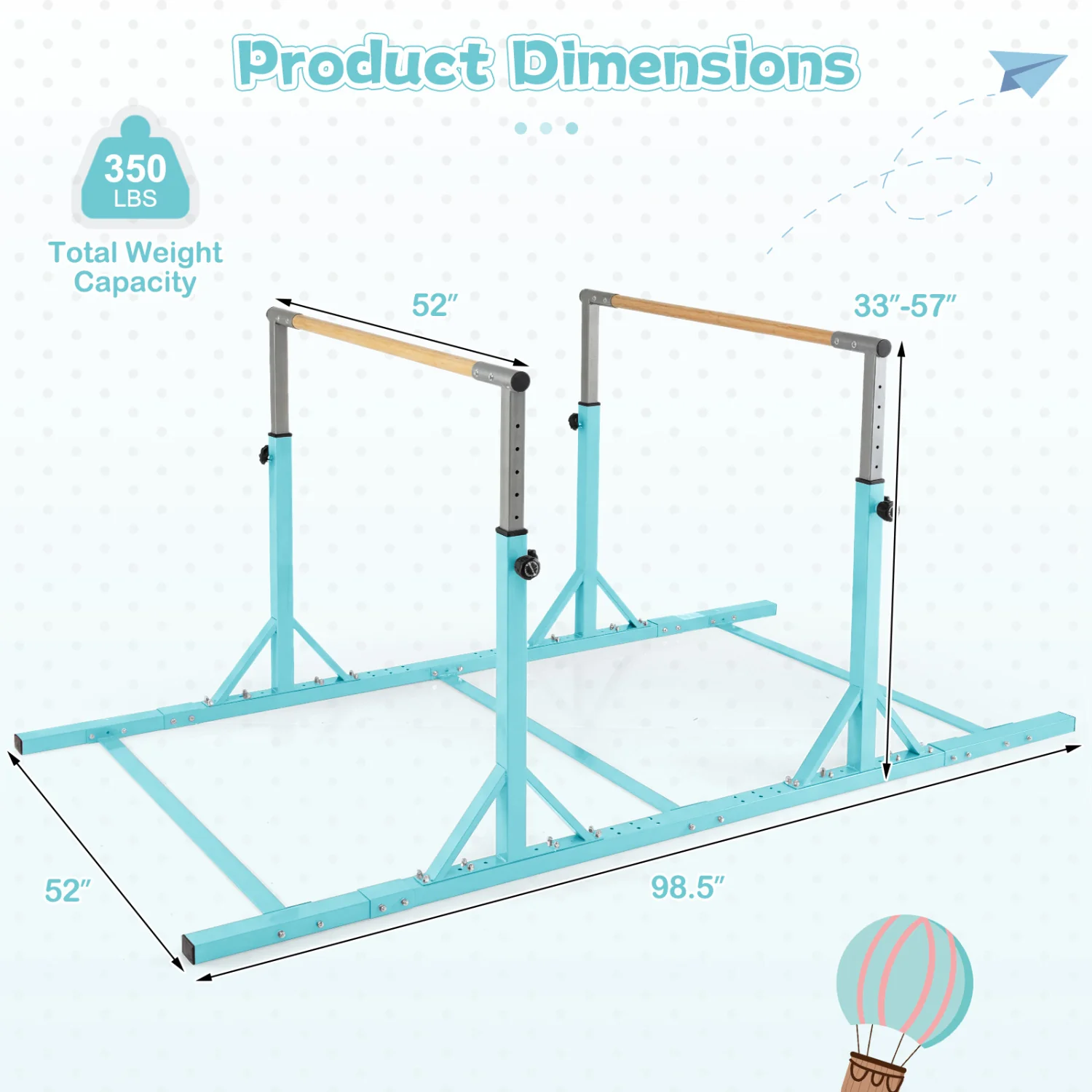 8 FT Double Horizontal Bars with 13-Level Adjustable Heights, Green - Image 5