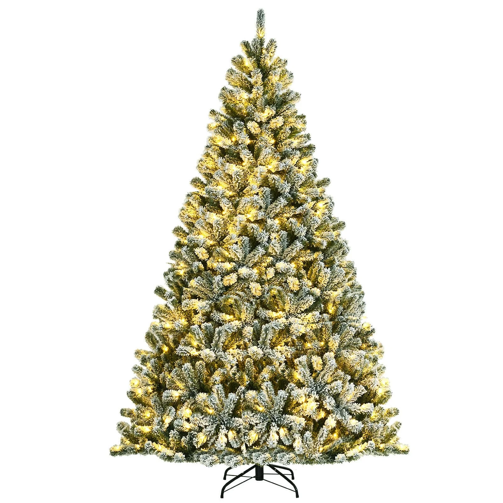 8 ft Pre-lit Snow Flocked Christmas Tree, Green - Image 4