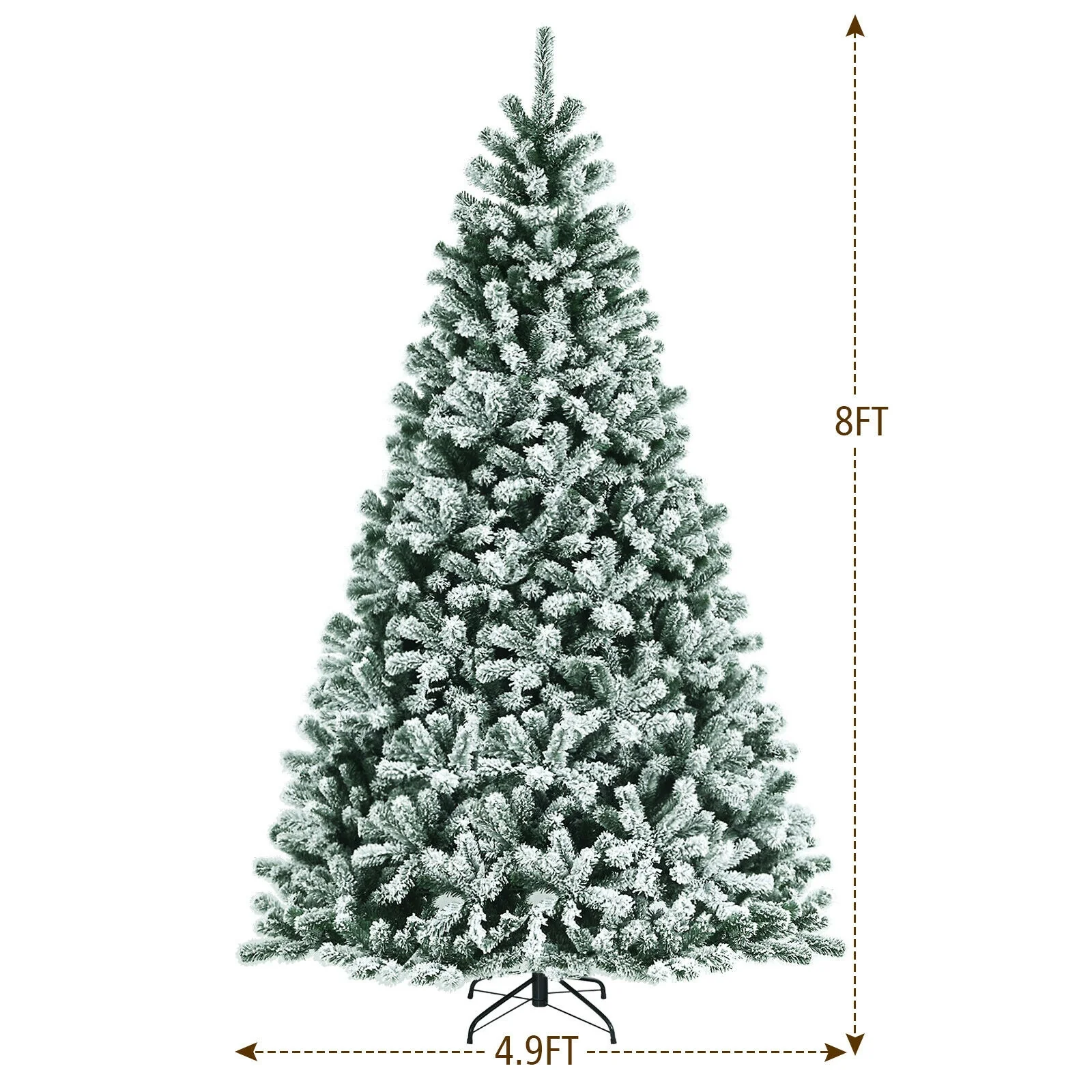 8 ft Pre-lit Snow Flocked Christmas Tree, Green - Image 5