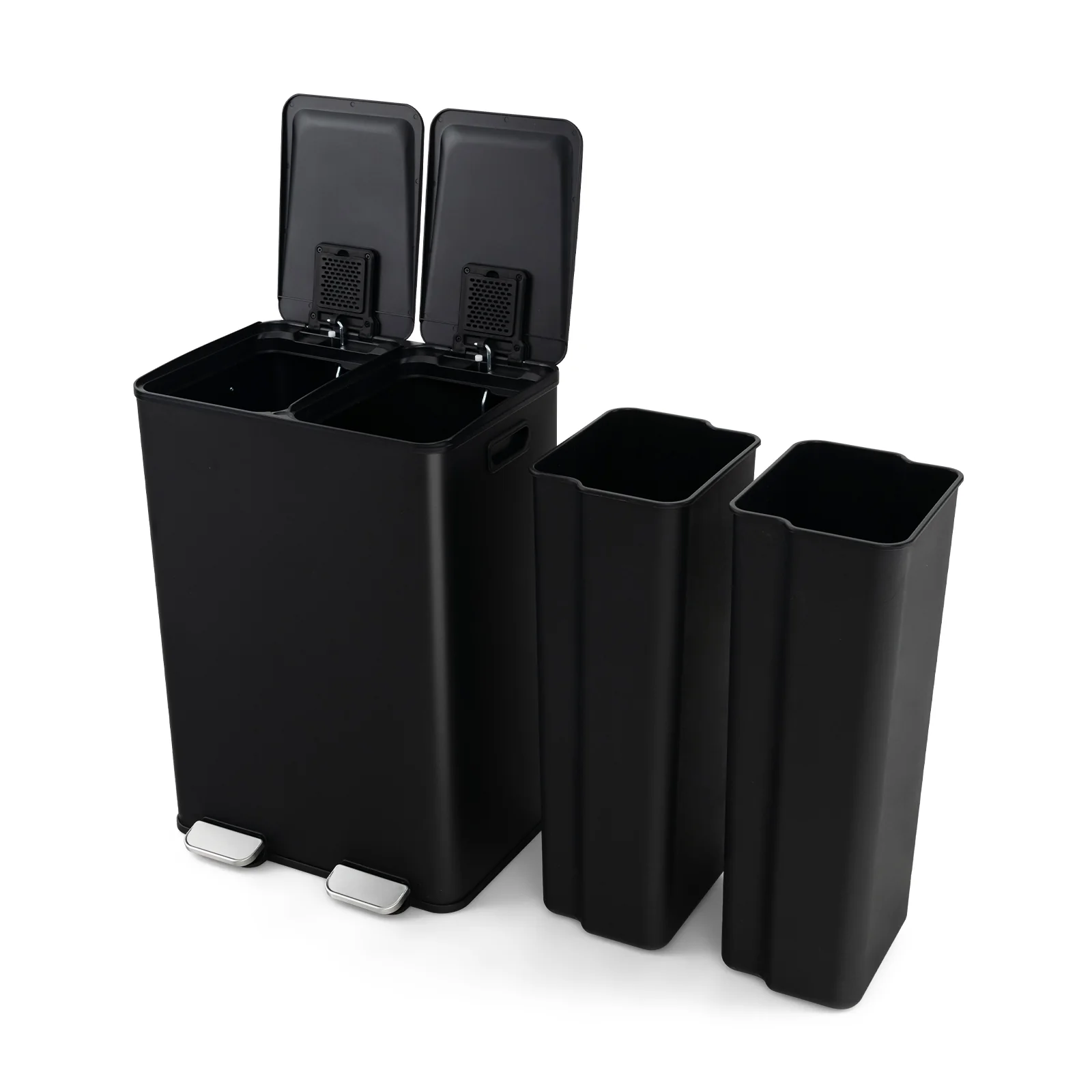 8 Gal Dual Compartment Trash Can, Black - Image 4