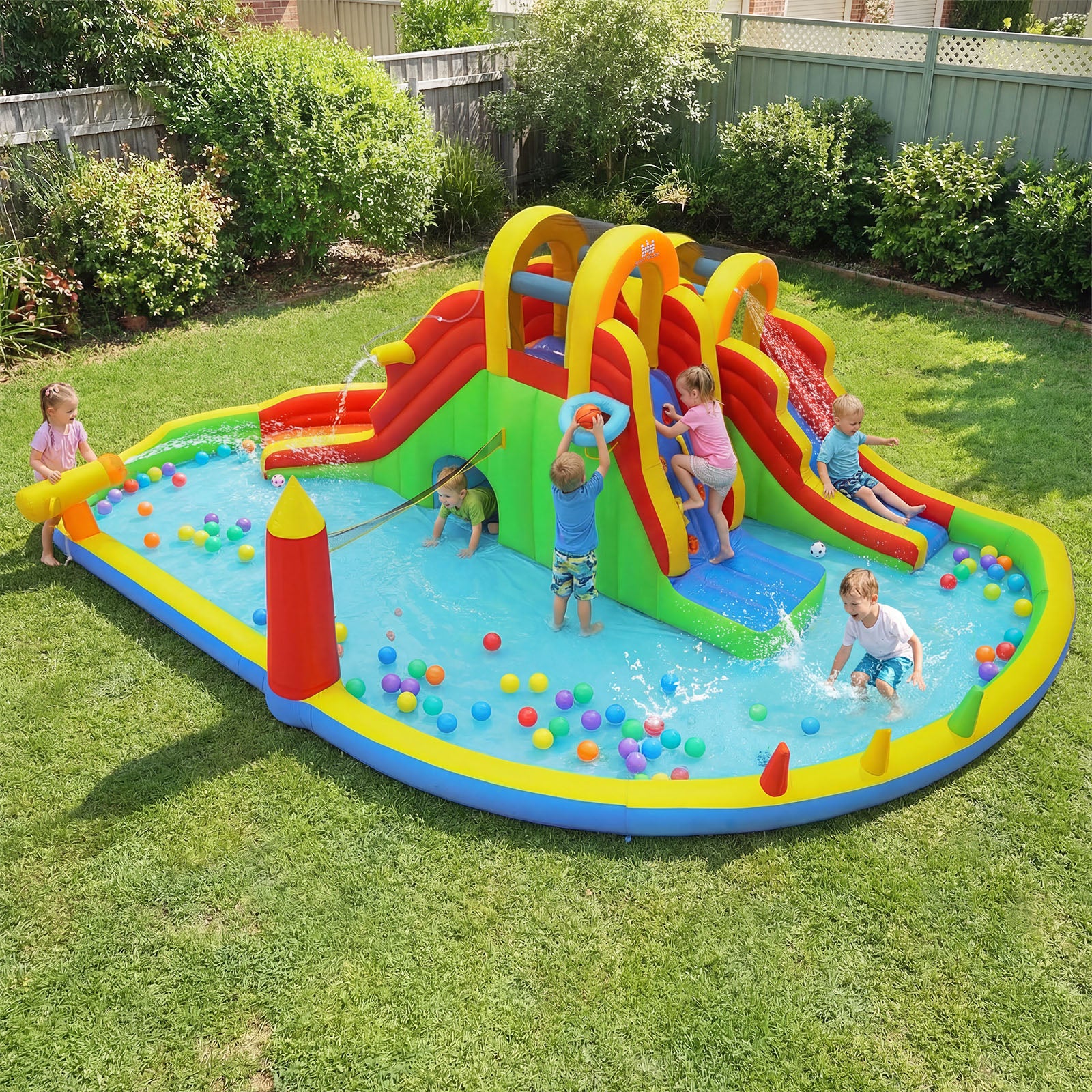 8-In-1 Giant Bounce House With 2 Long Slides, Multicolor - Image 2