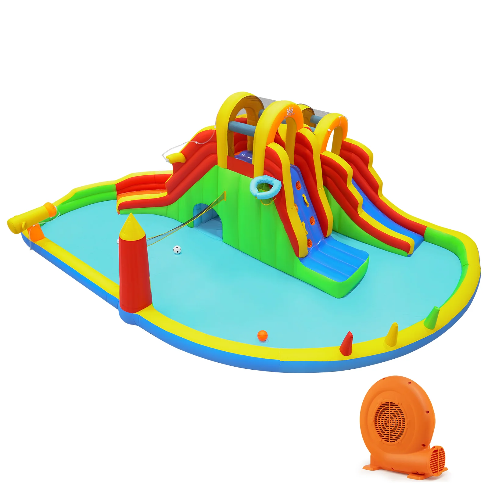 8-In-1 Giant Bounce House With 2 Long Slides, Multicolor - Image 3
