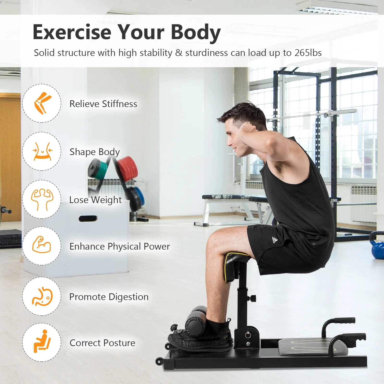 8-In-1 Home Gym Multifunction Squat Fitness Machine, Black - Image 7
