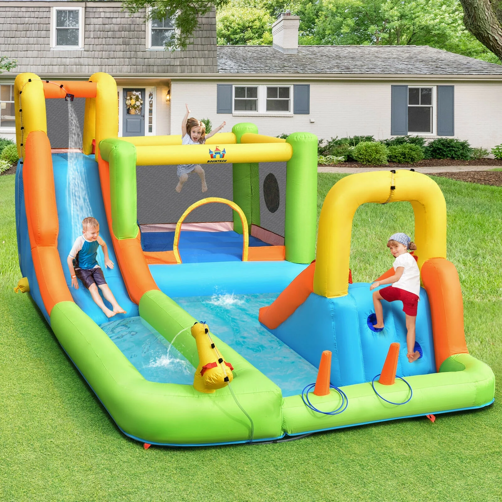 8 in 1 Inflatable Water Slide Park Bounce House Without Blower - Image 2