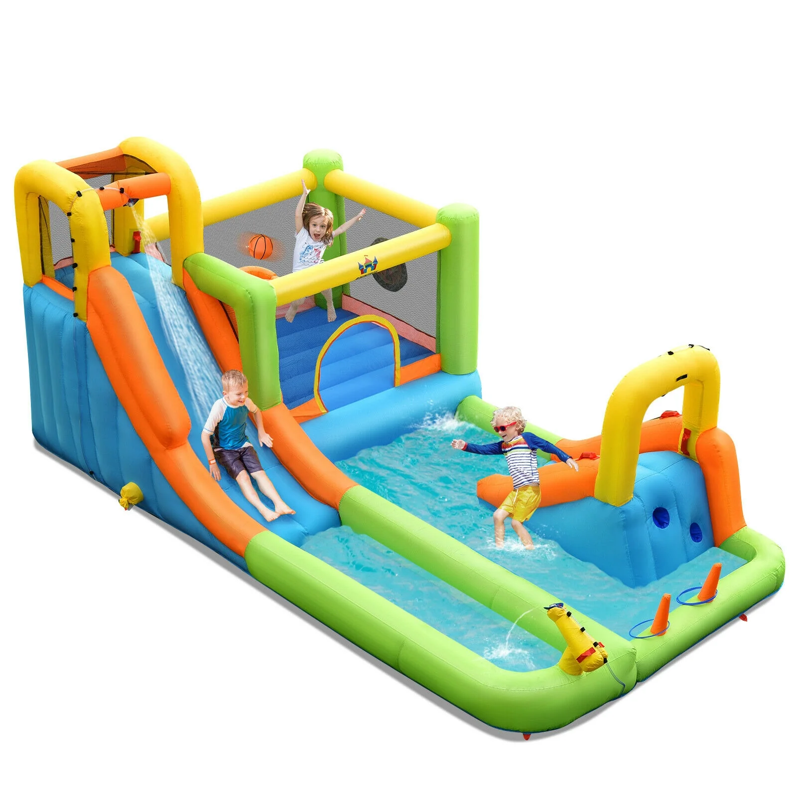 8 in 1 Inflatable Water Slide Park Bounce House Without Blower - Image 4