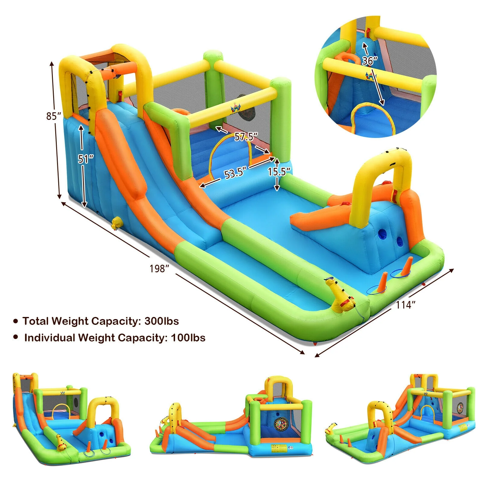 8 in 1 Inflatable Water Slide Park Bounce House Without Blower - Image 5