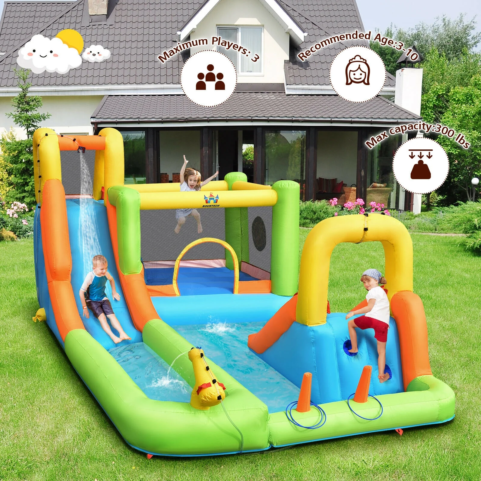 8 in 1 Inflatable Water Slide Park Bounce House Without Blower - Image 6