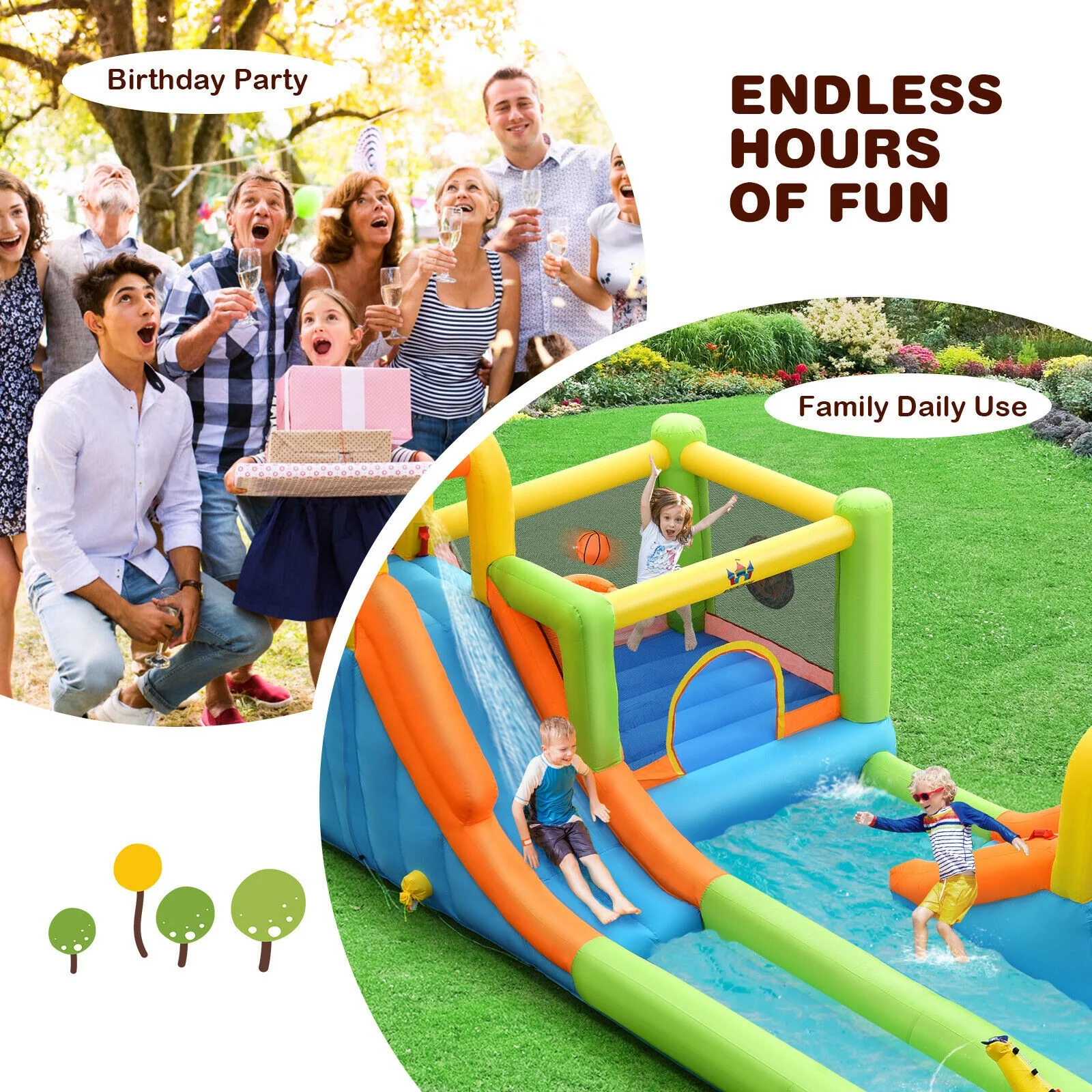 8 in 1 Inflatable Water Slide Park Bounce House Without Blower - Image 8