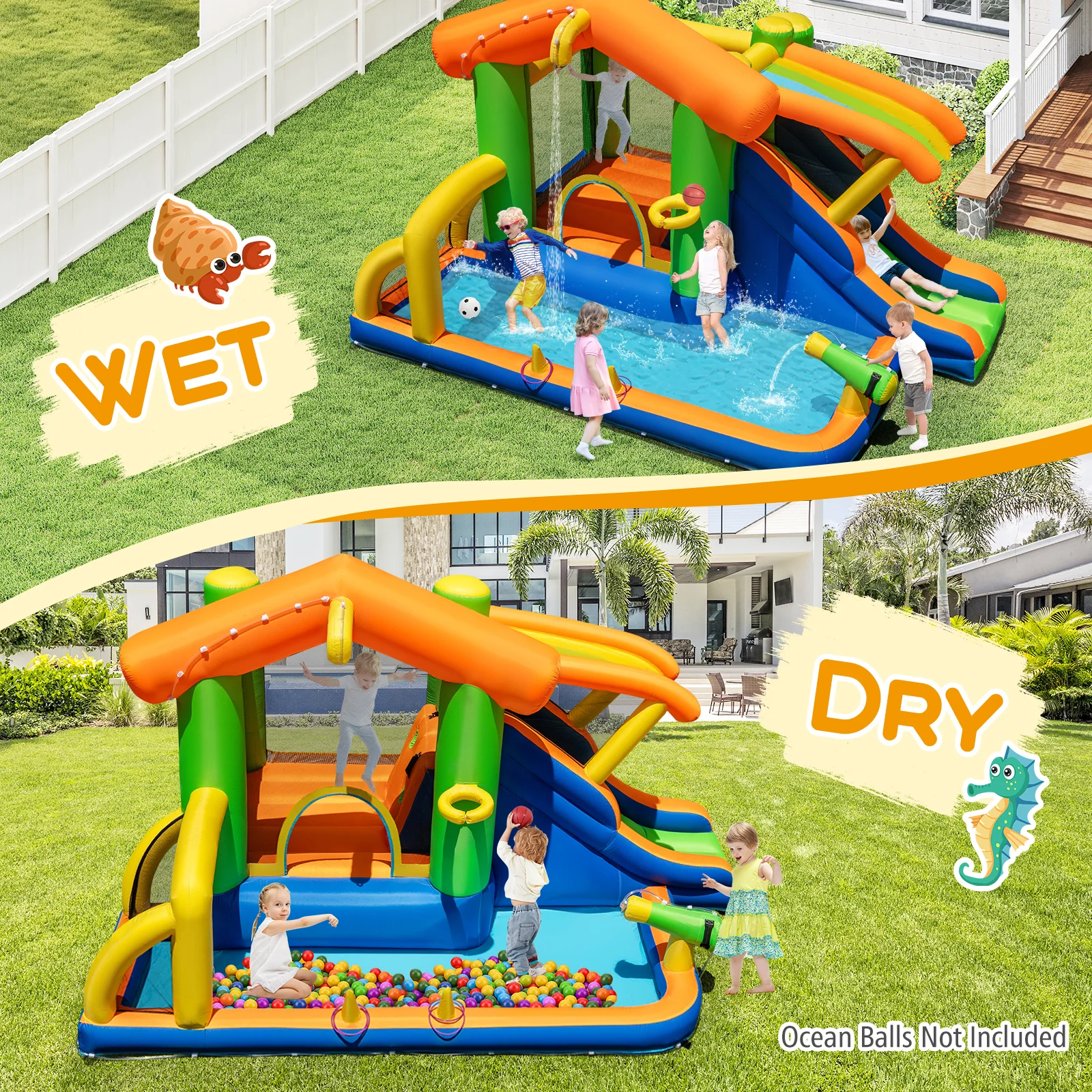 8-In-1 Jumping Castle With Slide, 520W Blower - Image 10