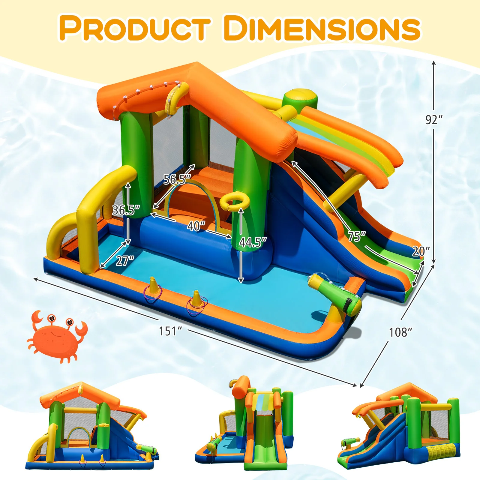 8-In-1 Jumping Castle With Slide, 520W Blower - Image 5