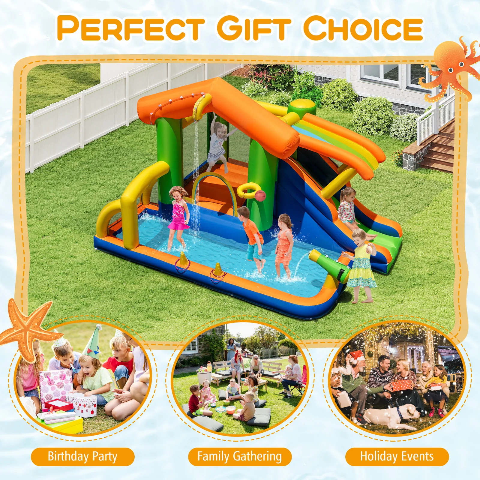 8-In-1 Jumping Castle With Slide, 520W Blower - Image 6