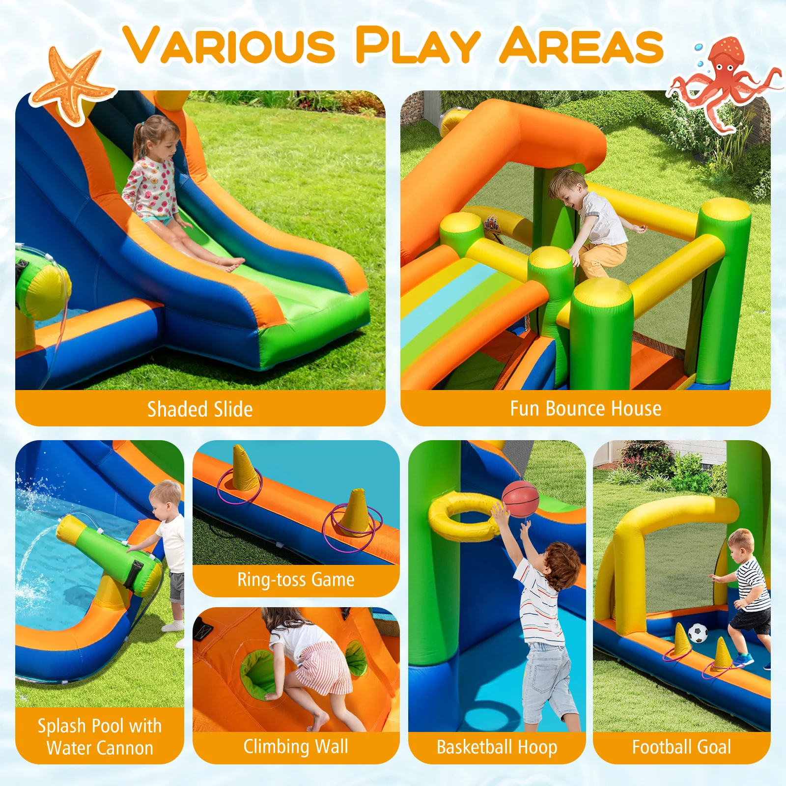 8-In-1 Jumping Castle With Slide, 520W Blower - Image 7