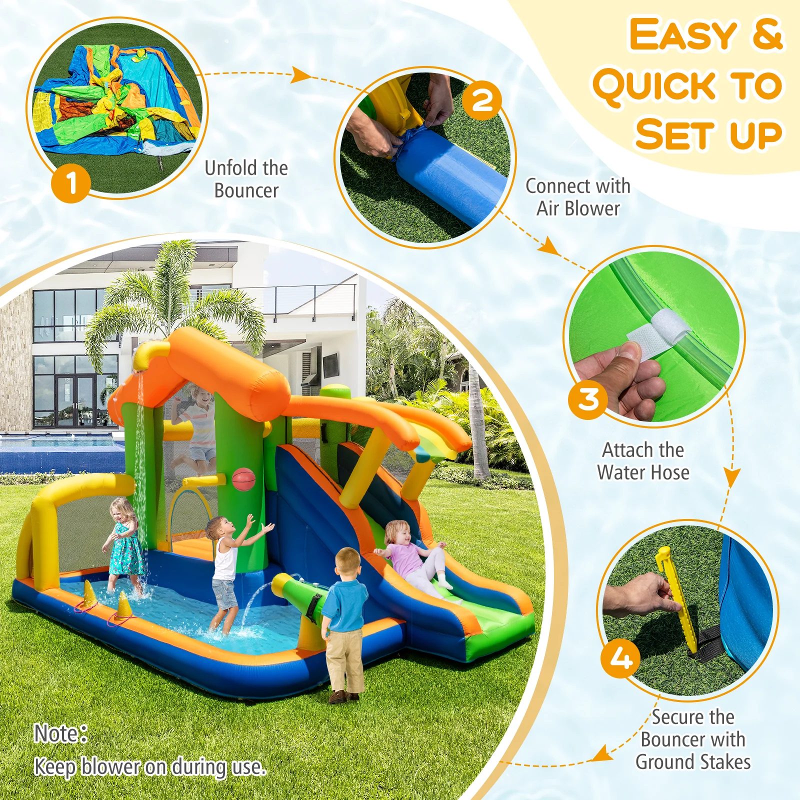 8-In-1 Jumping Castle With Slide, 520W Blower - Image 8