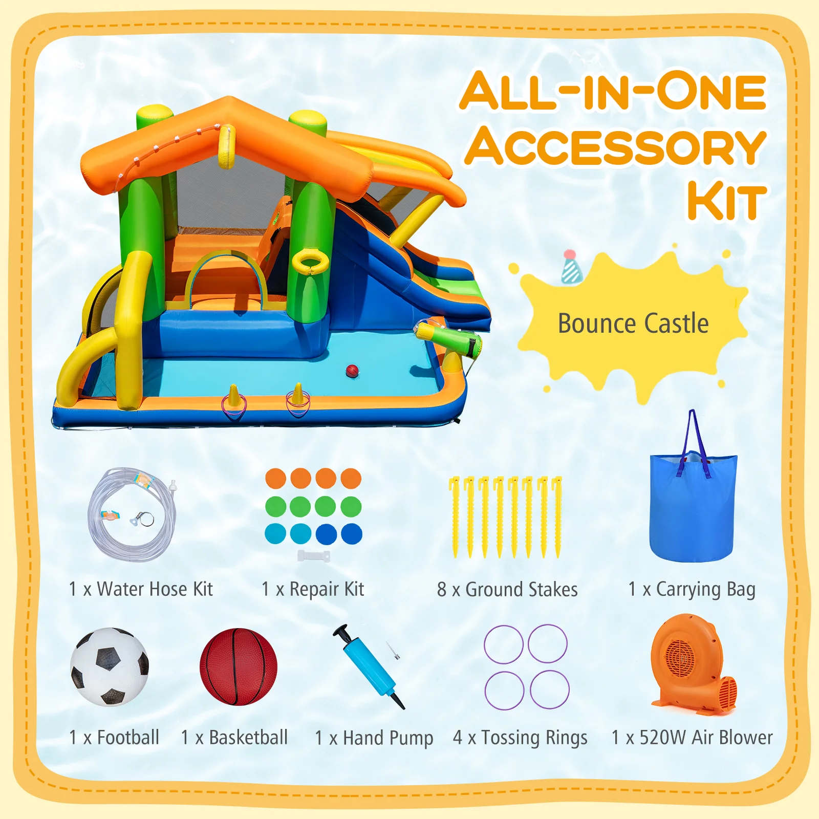 8-In-1 Jumping Castle With Slide, 520W Blower - Image 9
