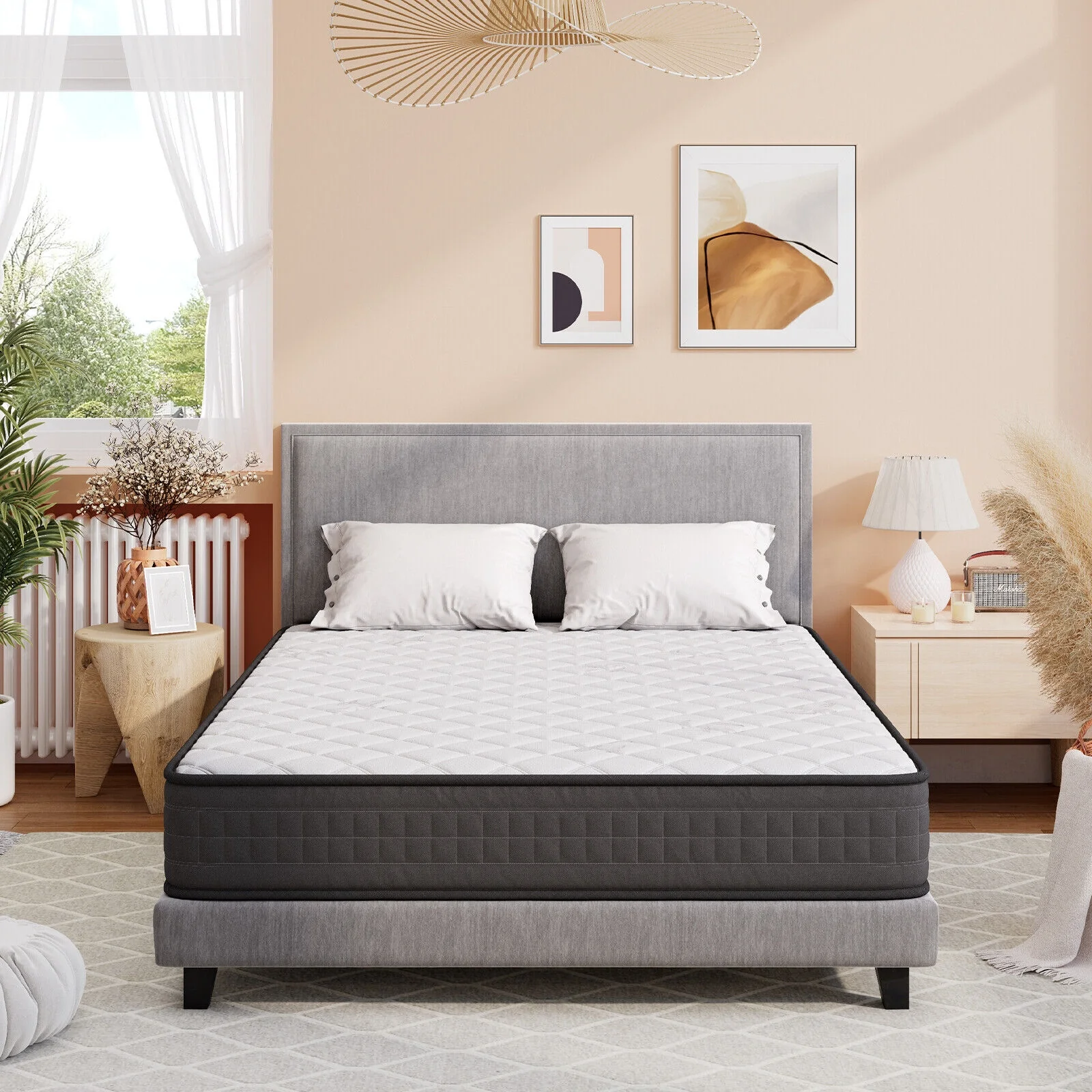 8 Inch Memory Foam Mattress, Medium Firm, Queen Size, White - Image 7