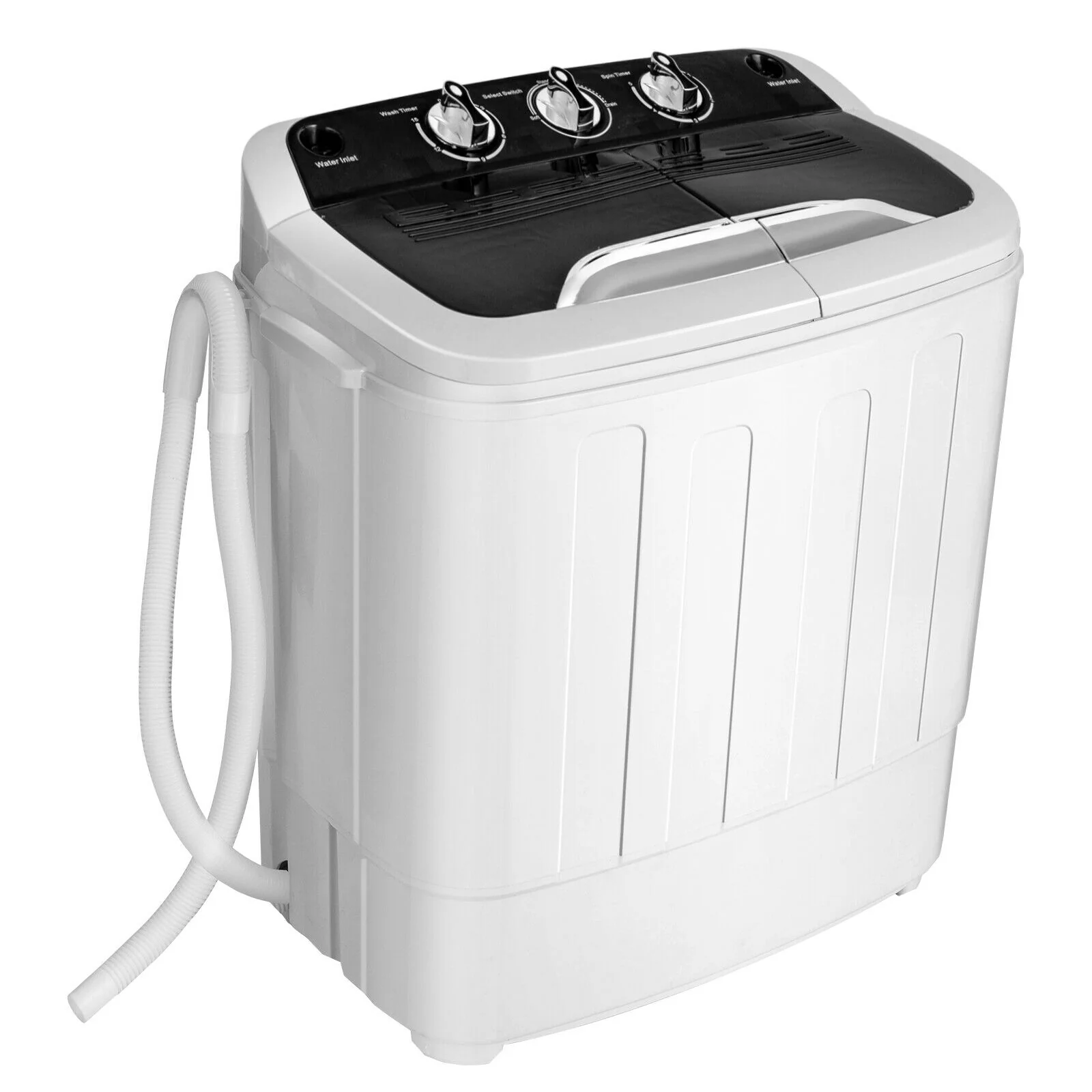 8 Lbs Compact Mini Twin Tub Washing Machine, Black