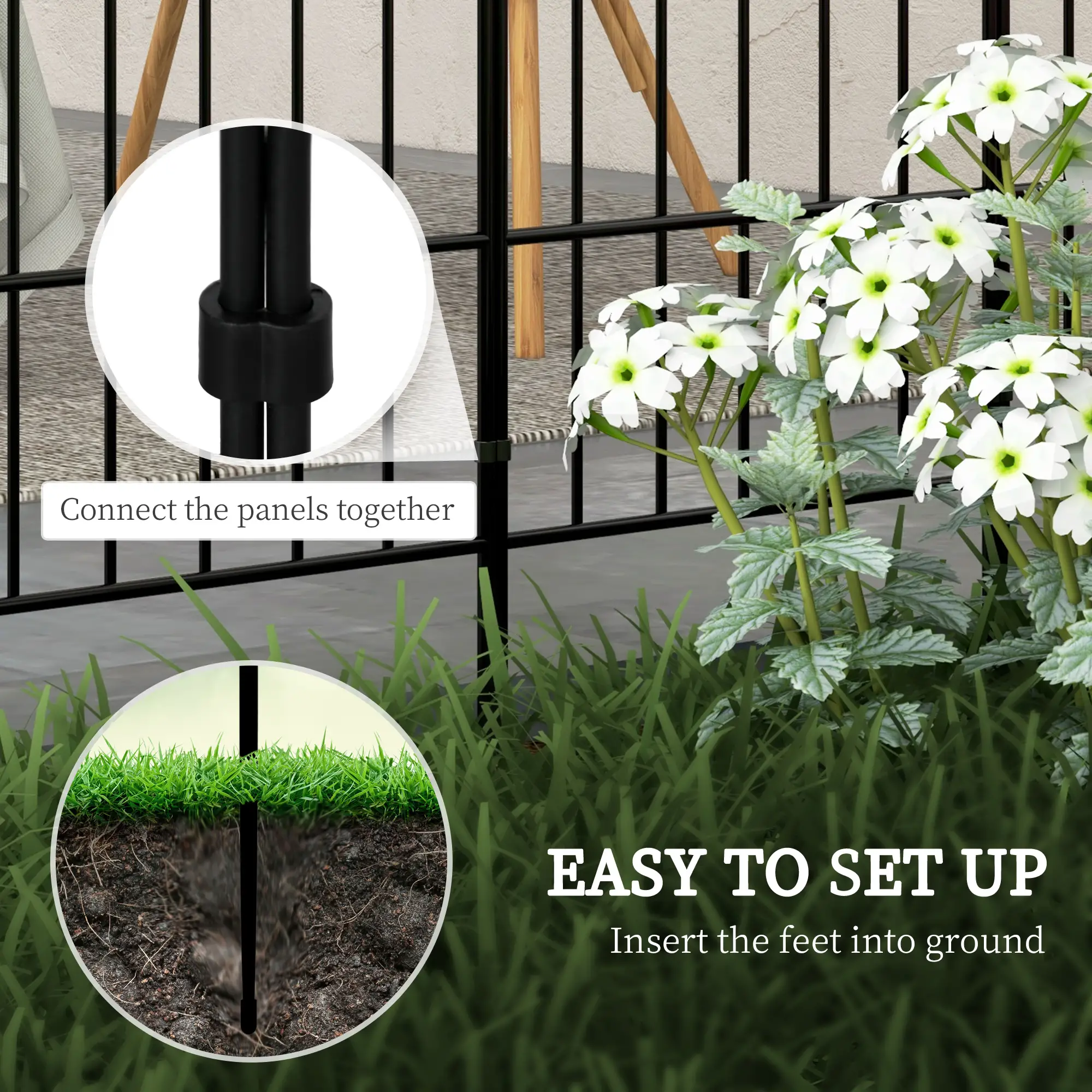 8 Pack Garden Fencing, Decorative Fence Panels, Animal Barrier, Flower Edging - Image 4