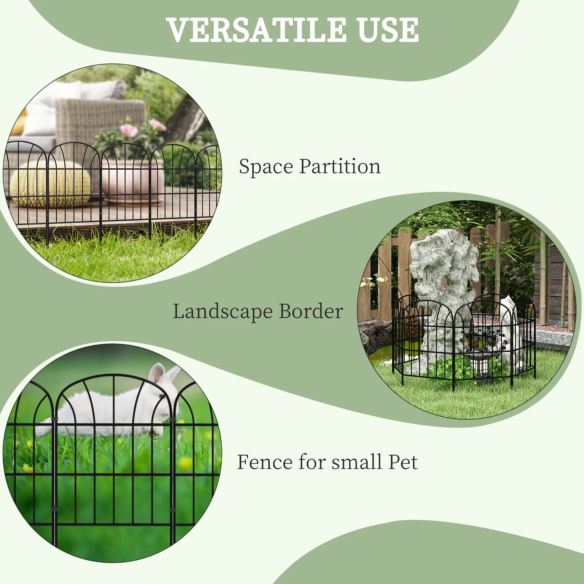 8 Pack Garden Fencing, Decorative Fence Panels, Animal Barrier, Flower Edging - Image 6