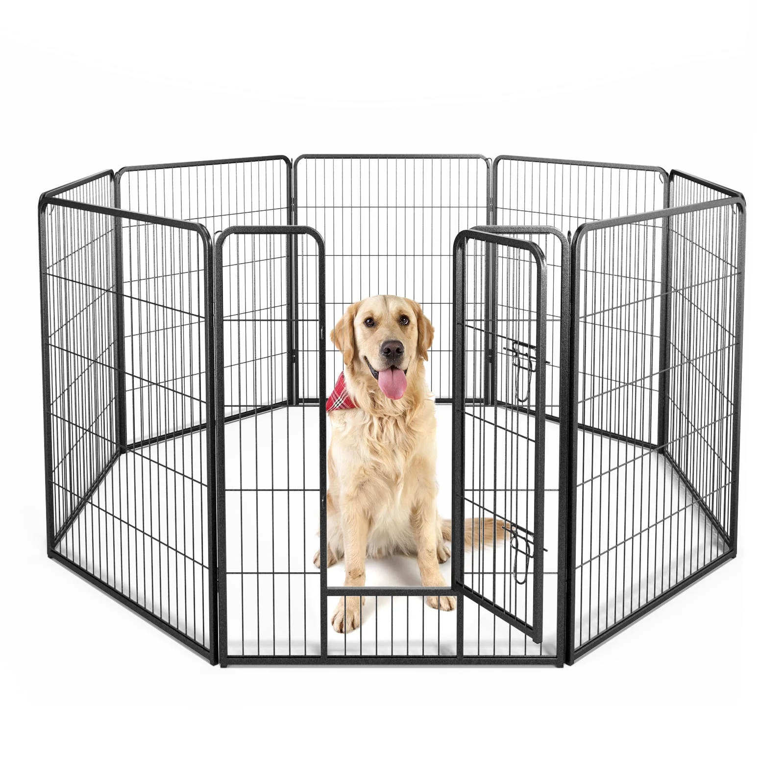 8 Panel 40 Inch Height Pet Fence Indoor Outdoor-40 inches, Black - Image 4