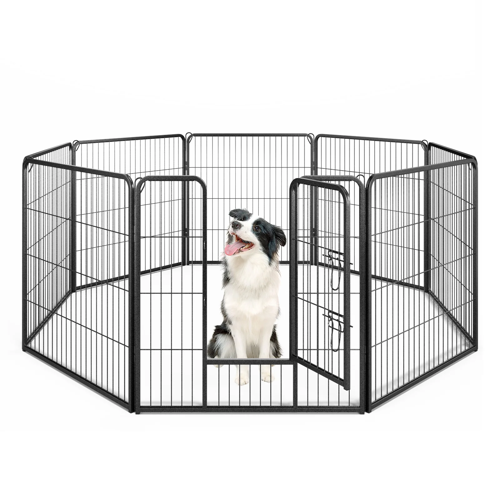 8 Panel Pet Fence, 32 Inch Height, Indoor Outdoor, Black - Image 4
