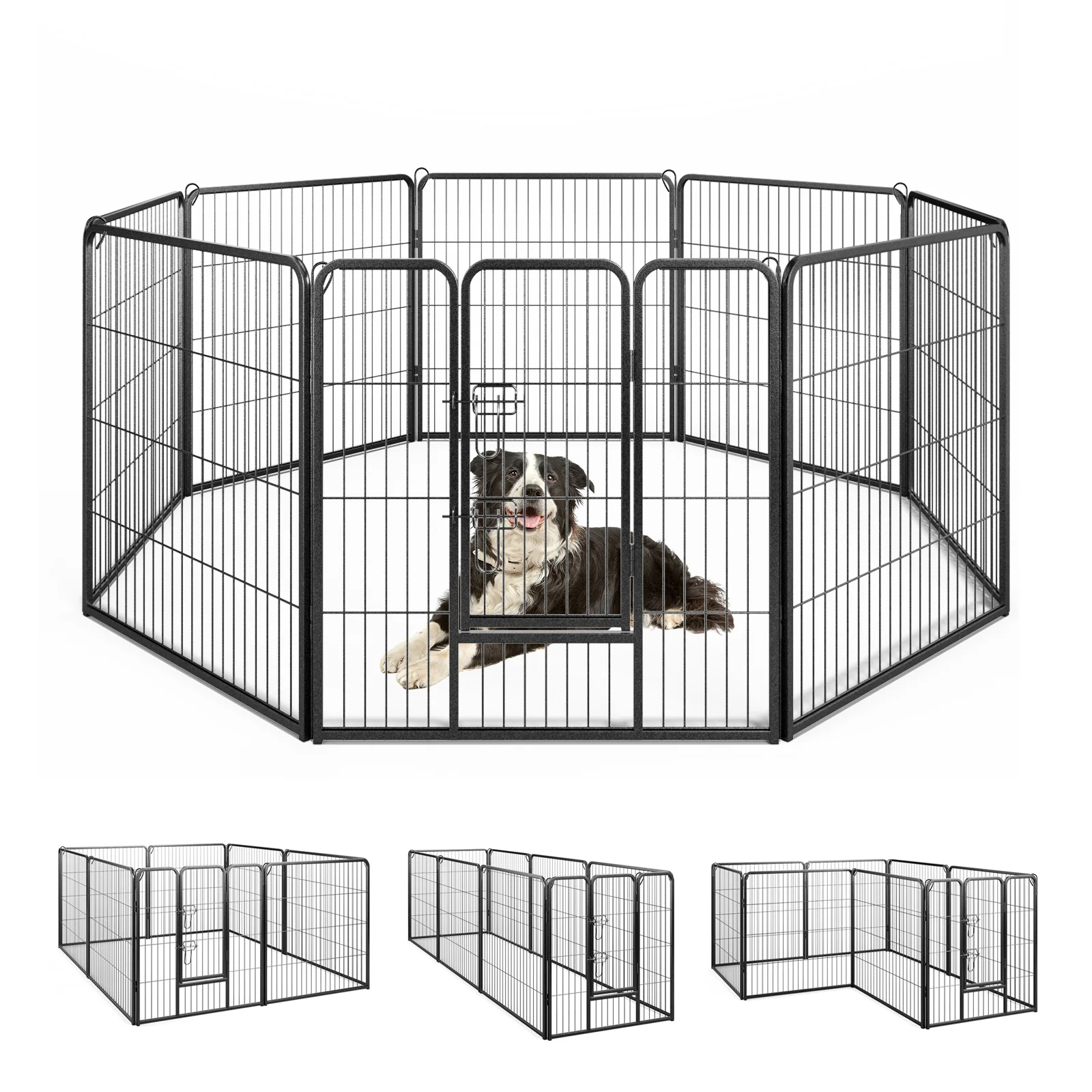 8 Panel Pet Fence, 32 Inch Height, Indoor Outdoor, Black - Image 5