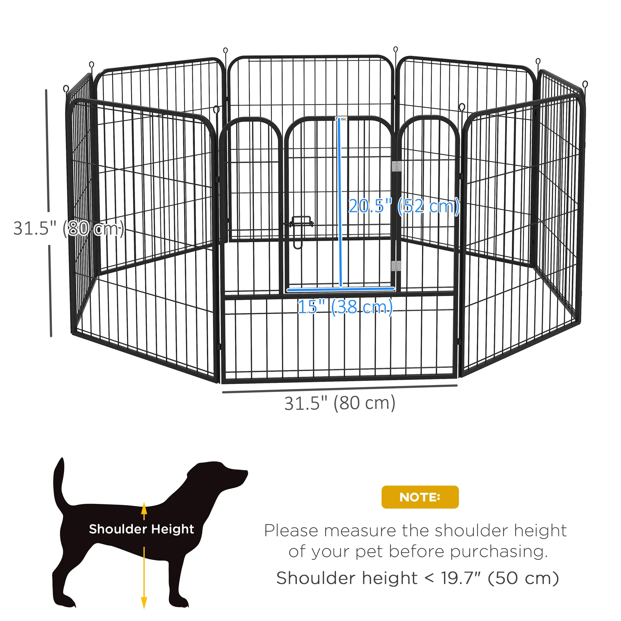 8 Panel Pet Playpen, Heavy-Duty Metal, Foldable, Indoor Outdoor, 31.5"H - Image 3