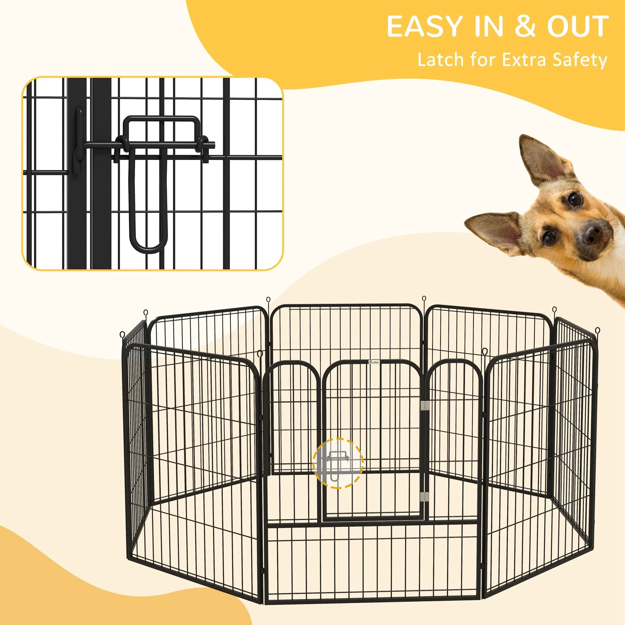 8 Panel Pet Playpen, Heavy-Duty Metal, Foldable, Indoor Outdoor, 31.5"H - Image 6