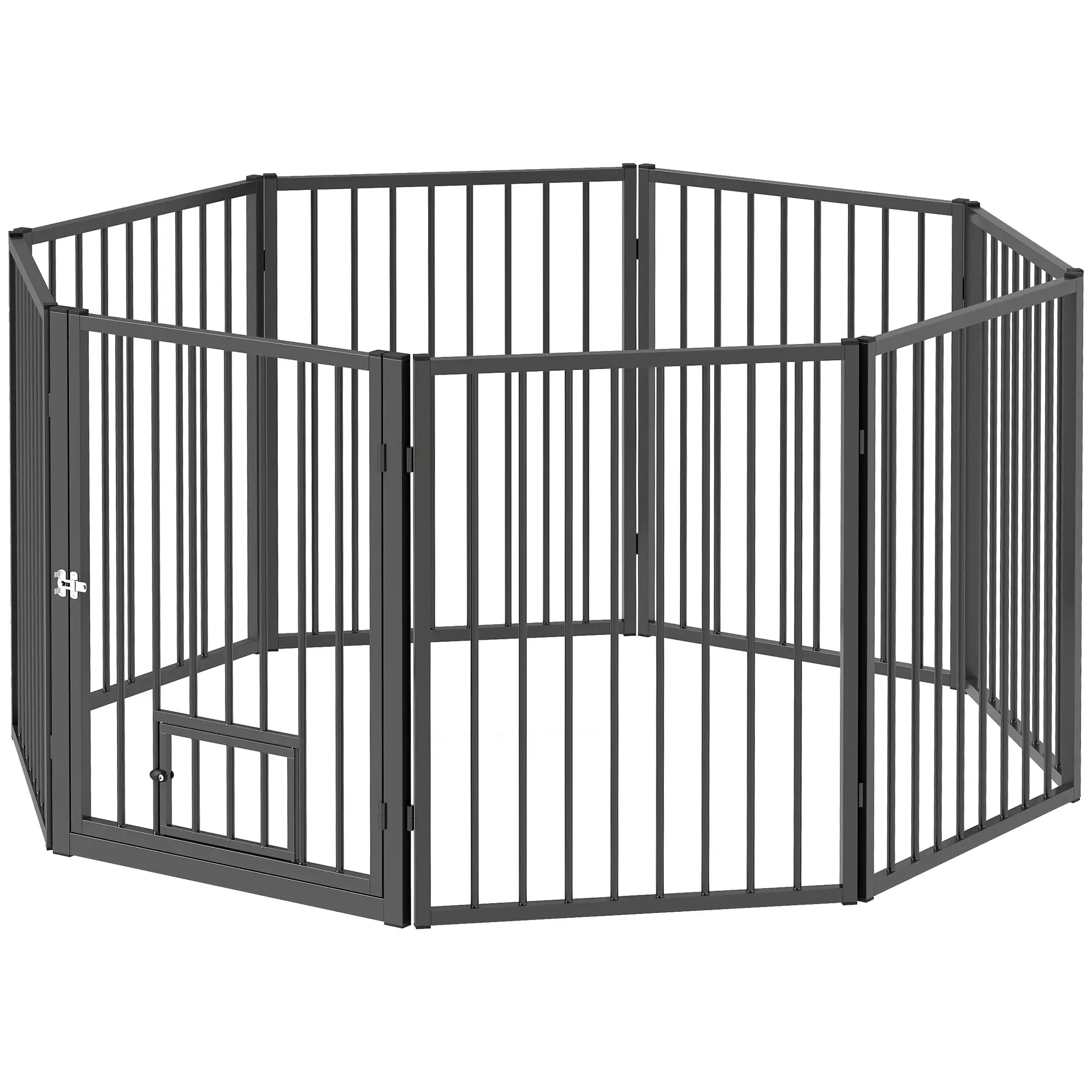 8 Panels Dog Playpen, Foldable Portable, Small Medium Dogs, 30"H