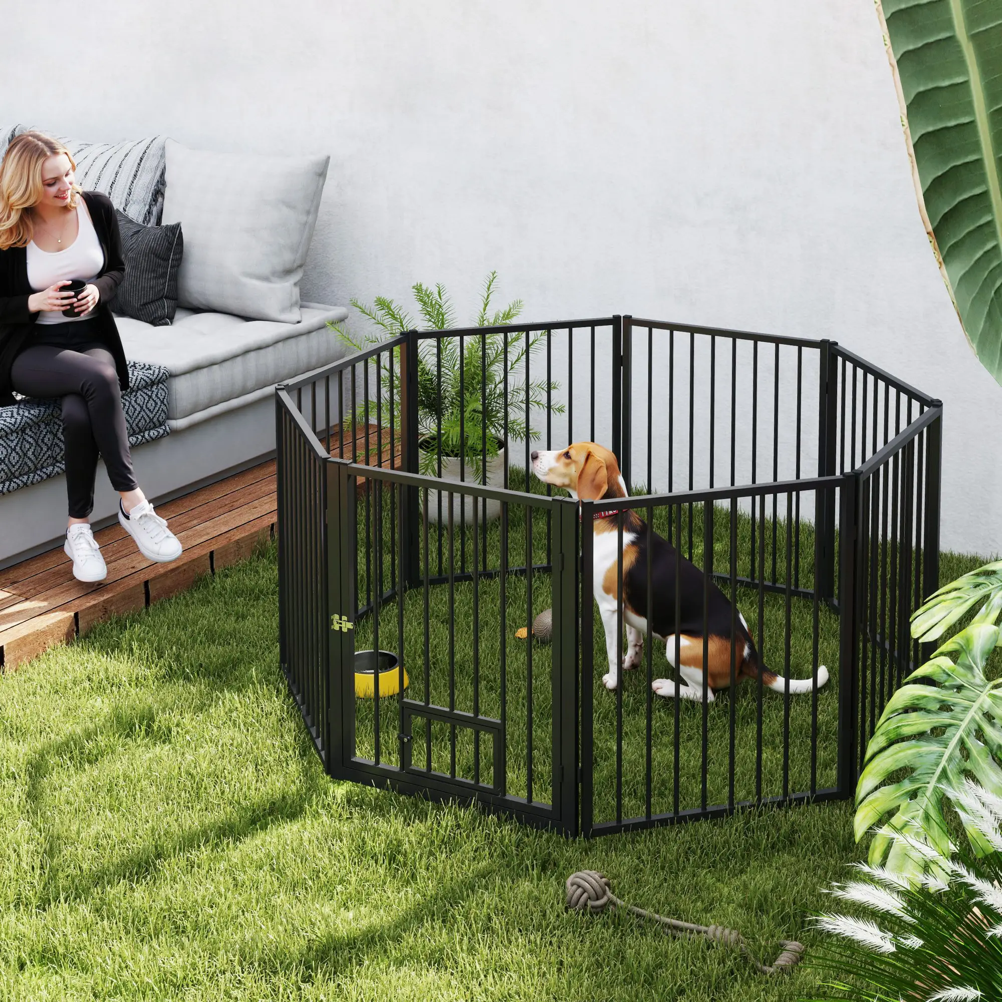 8 Panels Dog Playpen, Foldable Portable, Small Medium Dogs, 30"H - Image 2