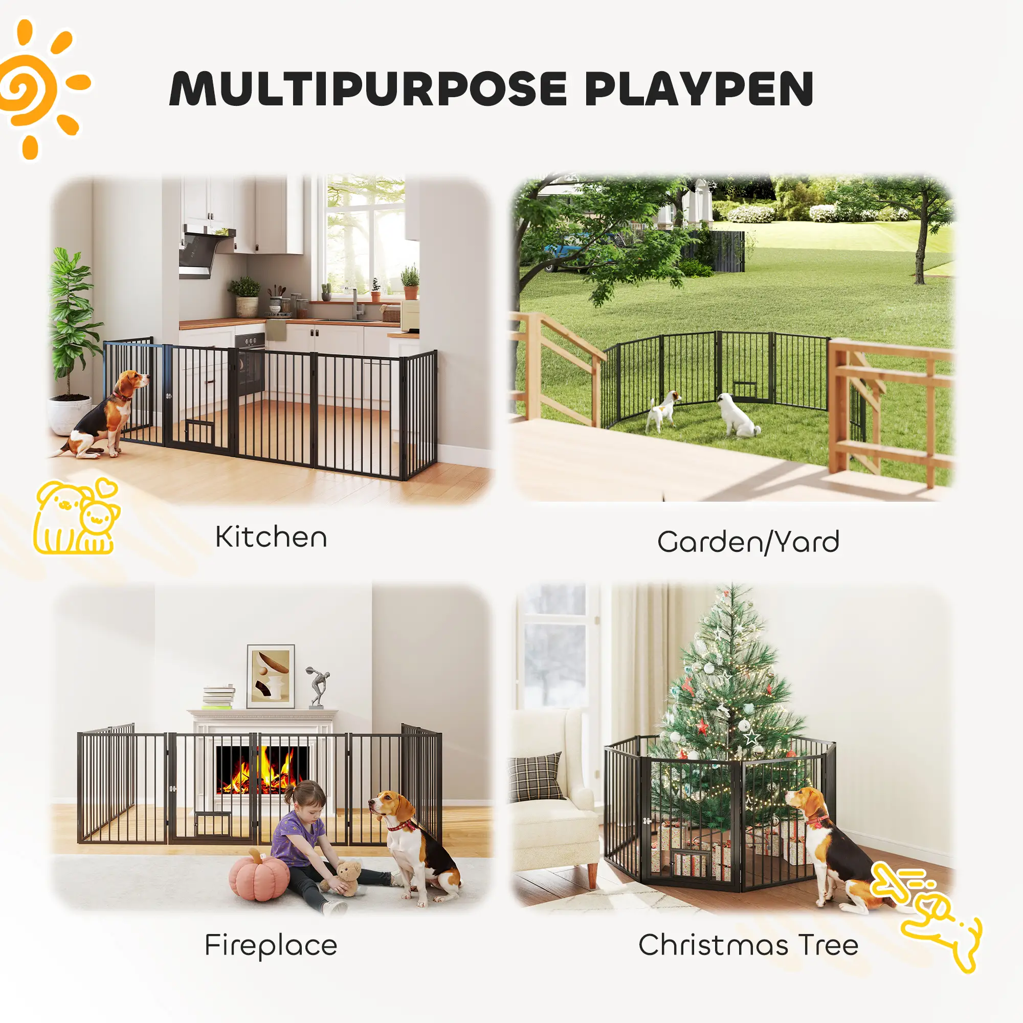 8 Panels Dog Playpen, Foldable Portable, Small Medium Dogs, 30"H - Image 4