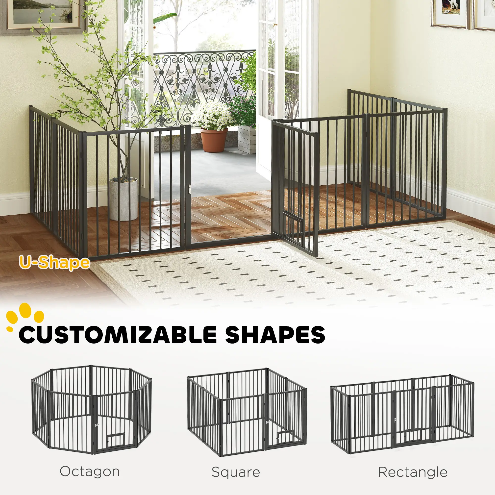 8 Panels Dog Playpen, Foldable Portable, Small Medium Dogs, 30"H - Image 5