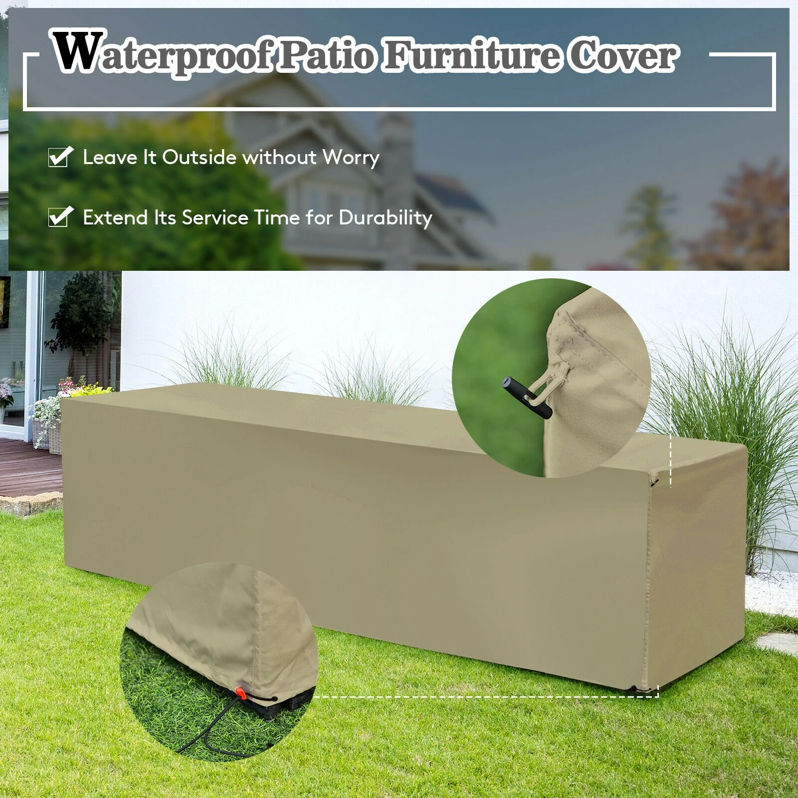 8 Piece Patio Rattan Storage Table Set, Navy - Image 9