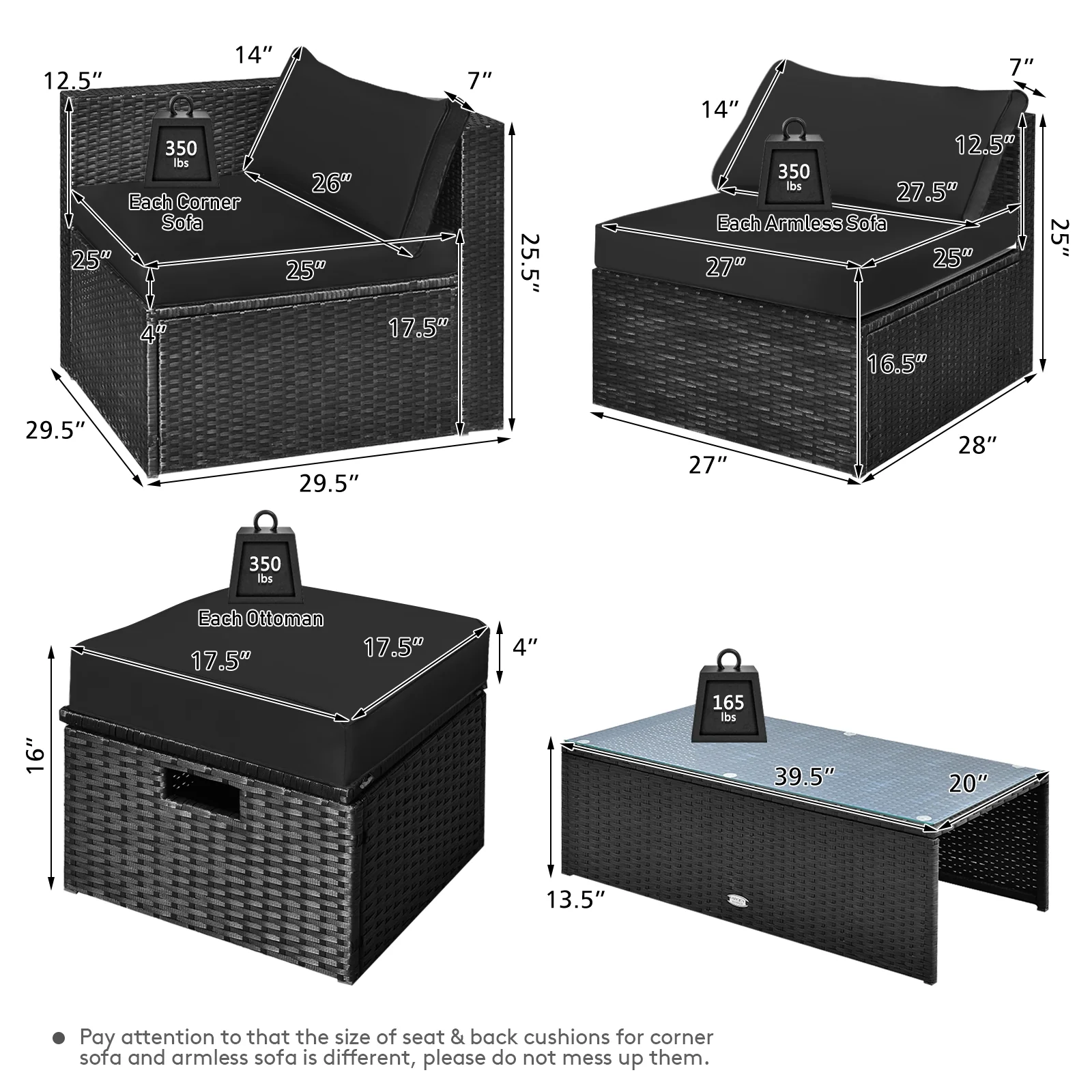 8 Piece Rattan Patio Storage Table Set, Black - Image 5