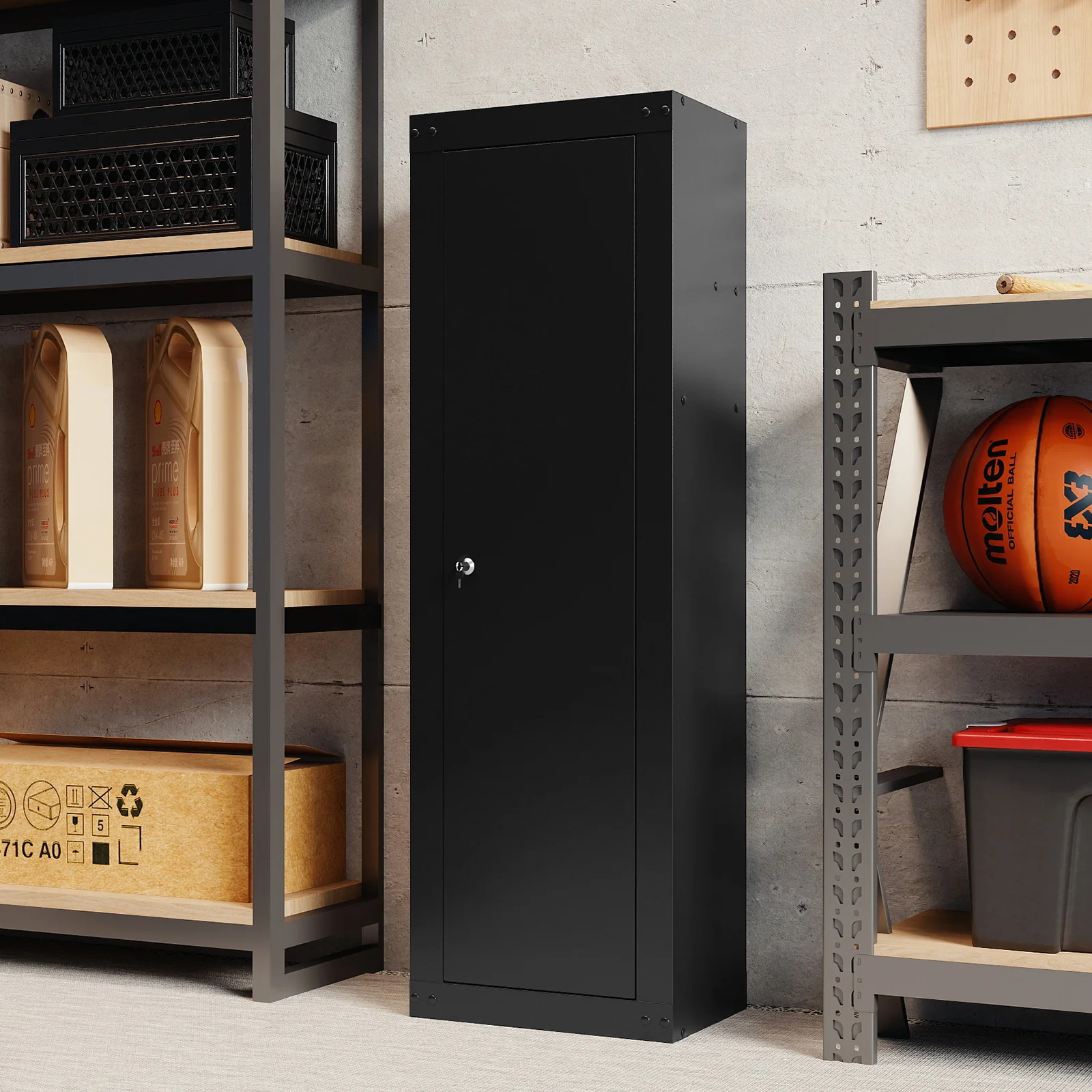 8 Rifle Gun Safe With Storage Shelf, Large, Black - Image 2
