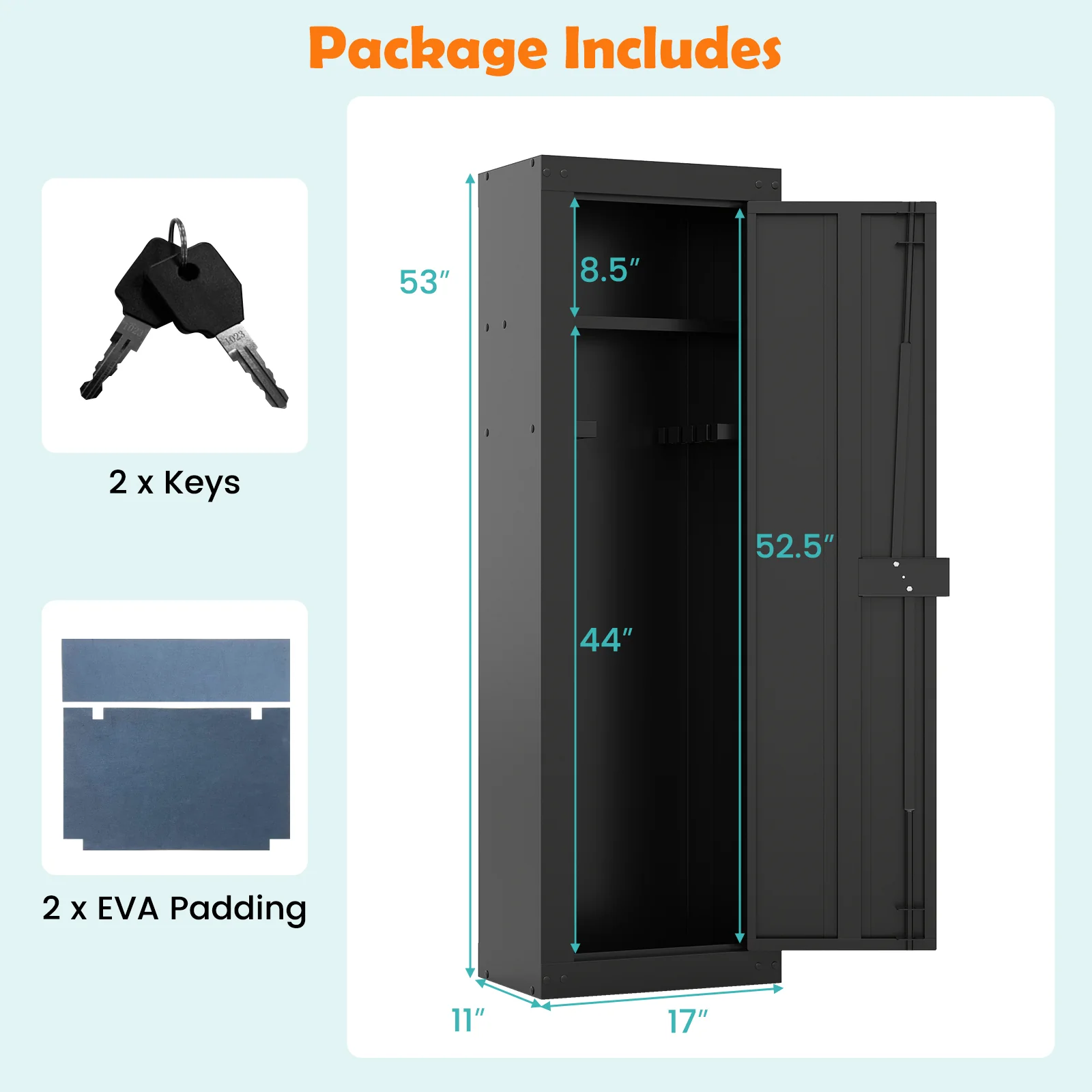 8 Rifle Gun Safe With Storage Shelf, Large, Black - Image 5
