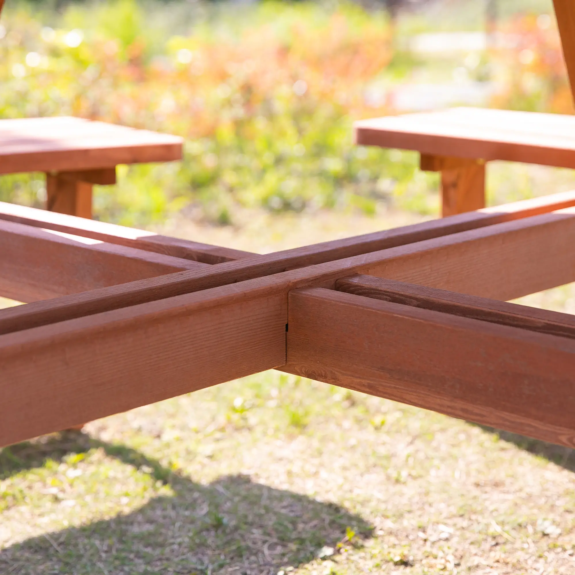 8 Seater Round Wooden Pub Bench, Picnic Table, Outdoor Patio Dining Set - Image 10