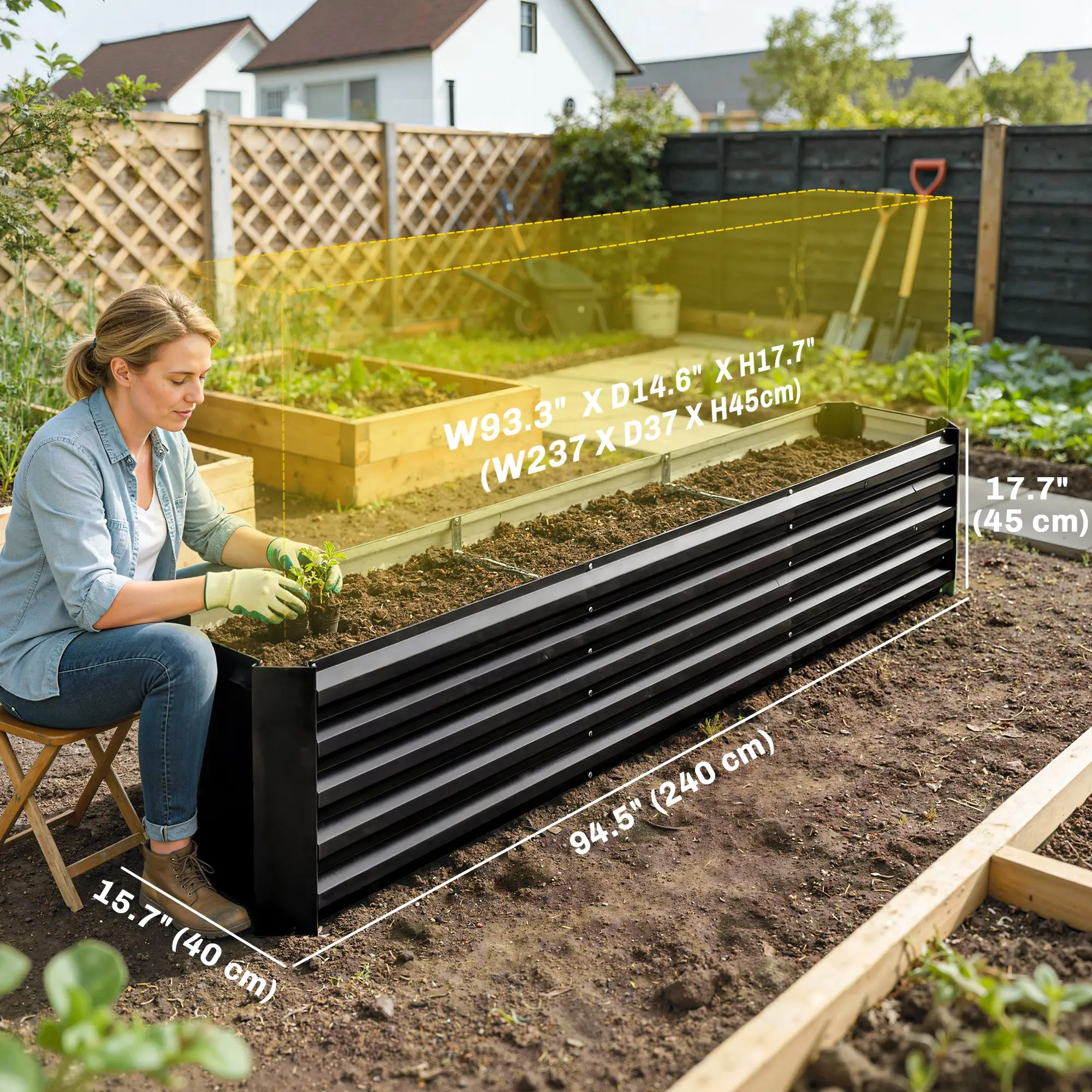 8 x 1.3 x 1.5ft Galvanized Raised Garden Bed, Reinforced Planter Box, Black - Image 3