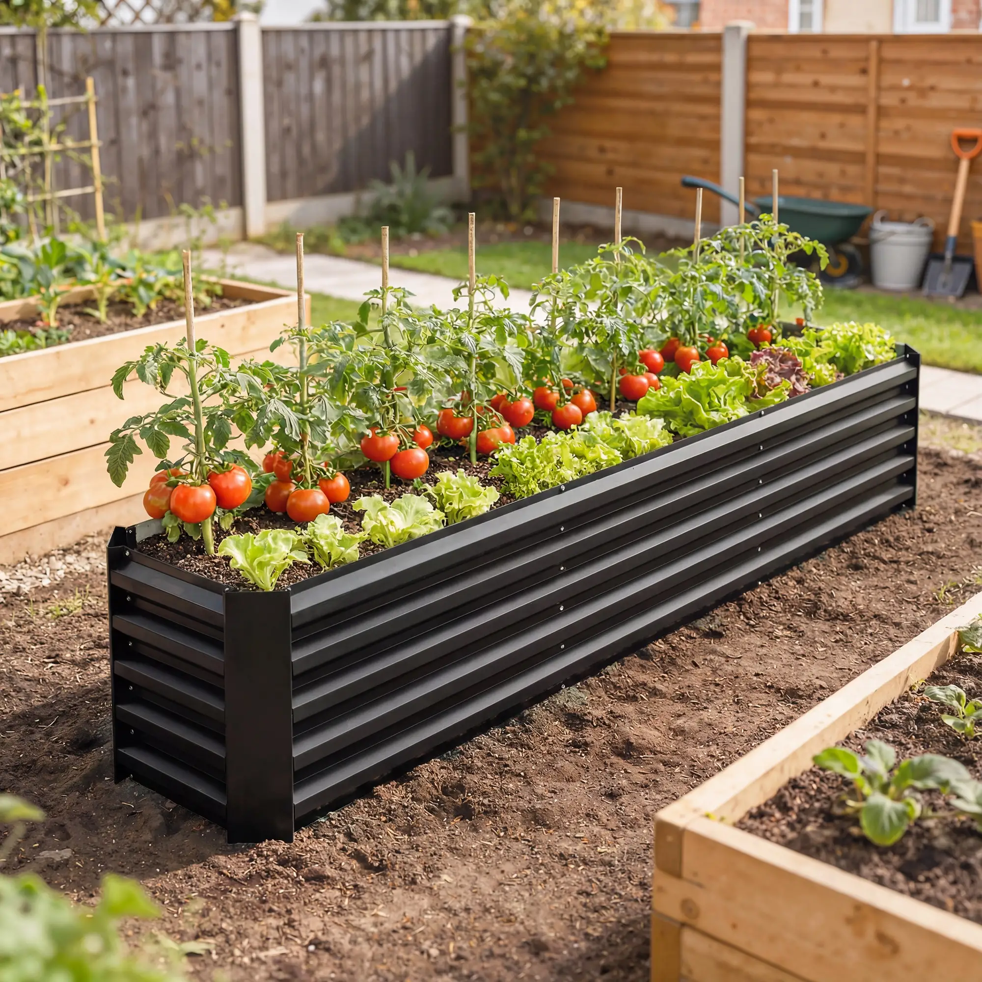8 x 1.3 x 1.5ft Galvanized Raised Garden Bed, Reinforced Planter Box, Black - Image 8