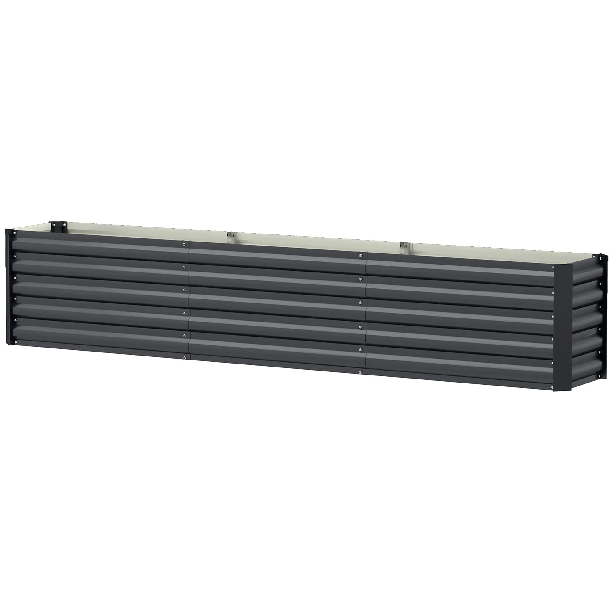 8 x 1.3 x 1.5ft Galvanized Raised Garden Bed, Outdoor Planter Box, Dark Grey