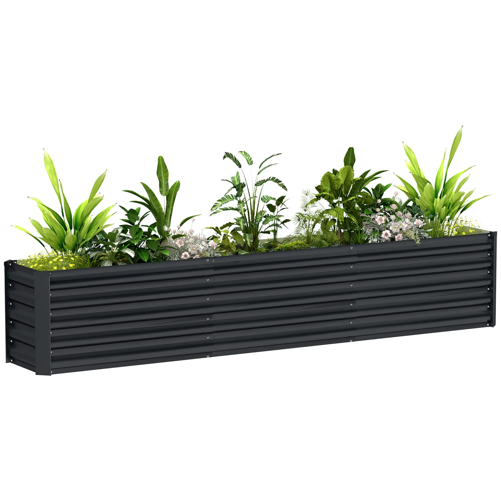 8 x 1.3 x 1.5ft Galvanized Raised Garden Bed, Outdoor Planter Box, Dark Grey - Image 11