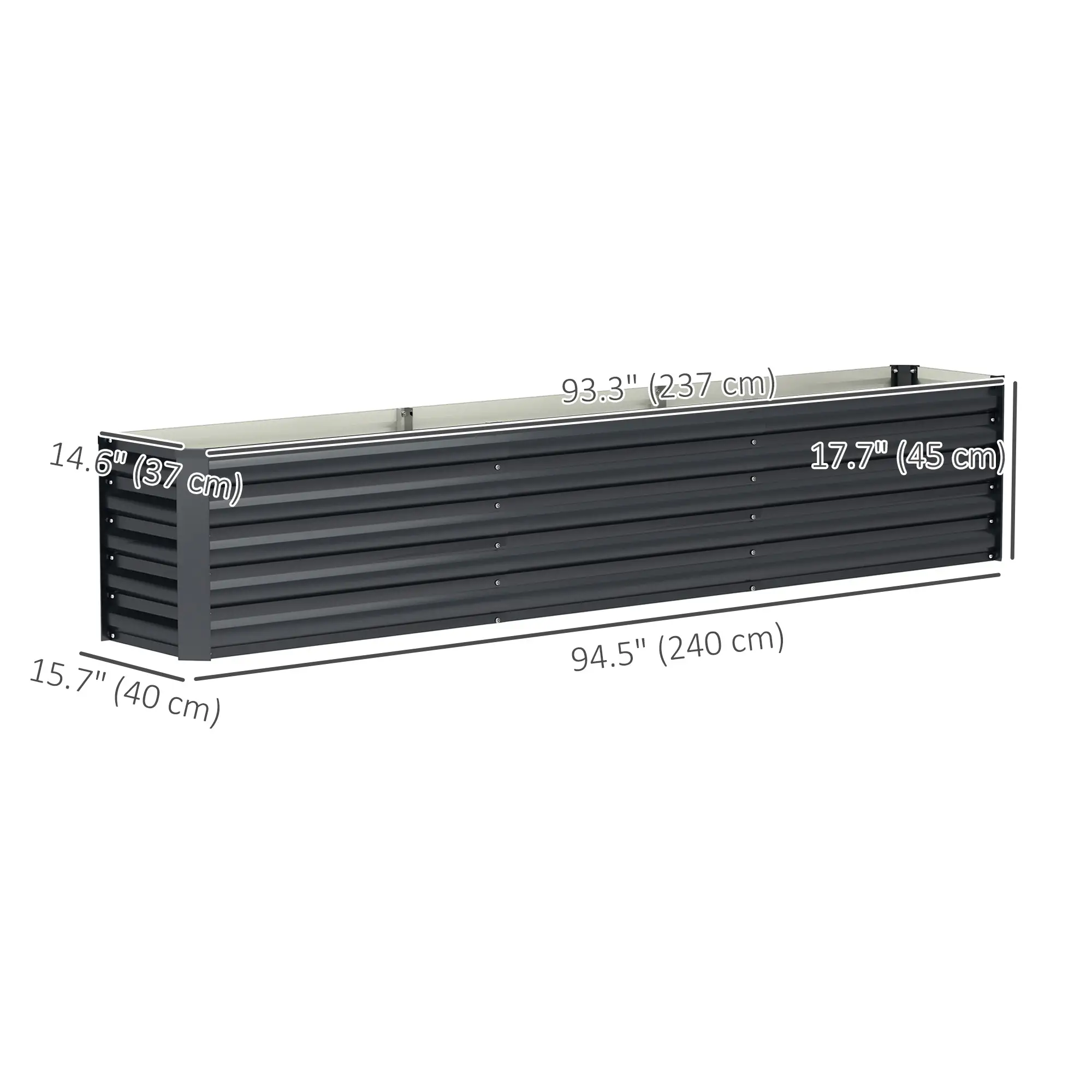 8 x 1.3 x 1.5ft Galvanized Raised Garden Bed, Outdoor Planter Box, Dark Grey - Image 3