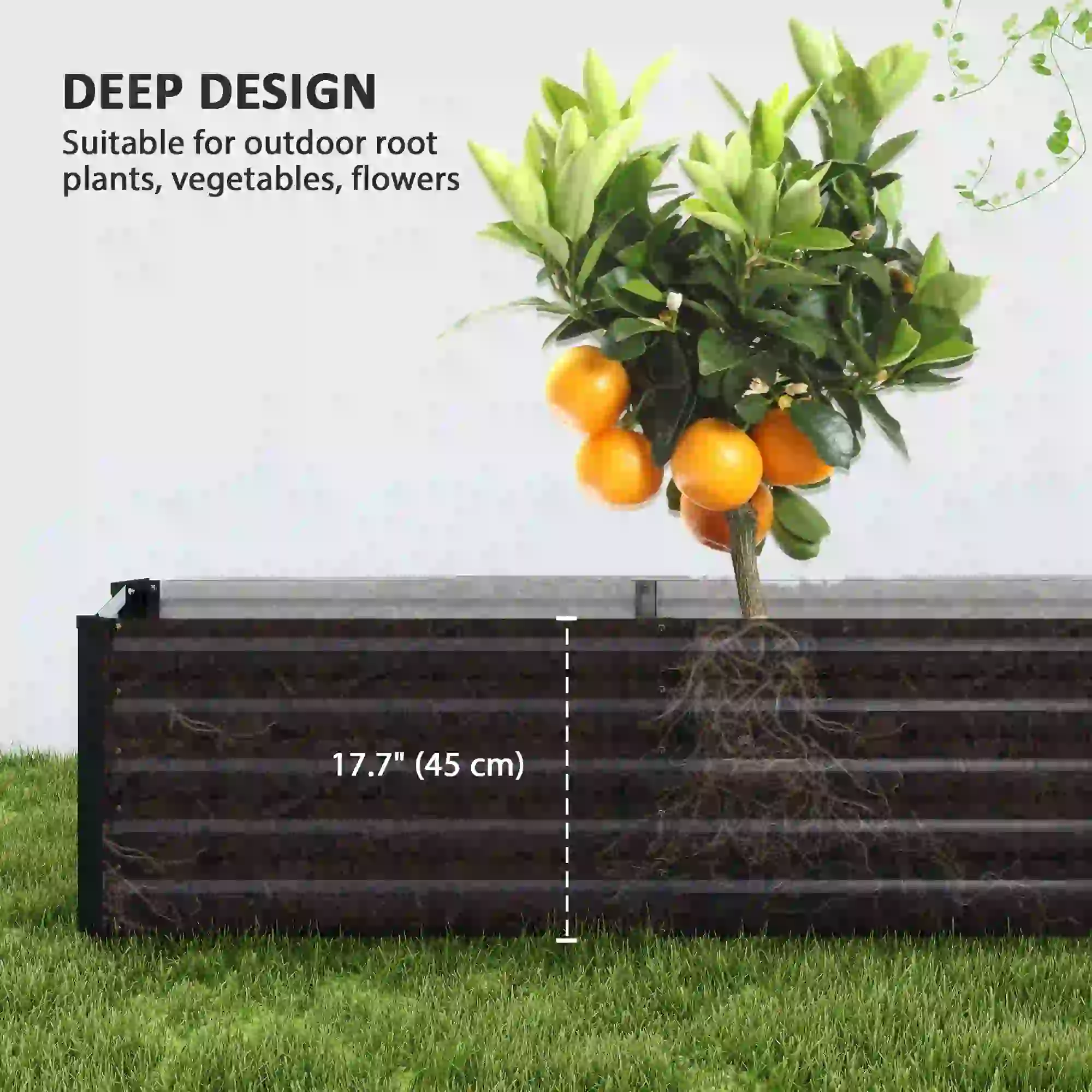 8 x 1.3 x 1.5ft Galvanized Raised Garden Bed, Outdoor Planter Box, Dark Grey - Image 4