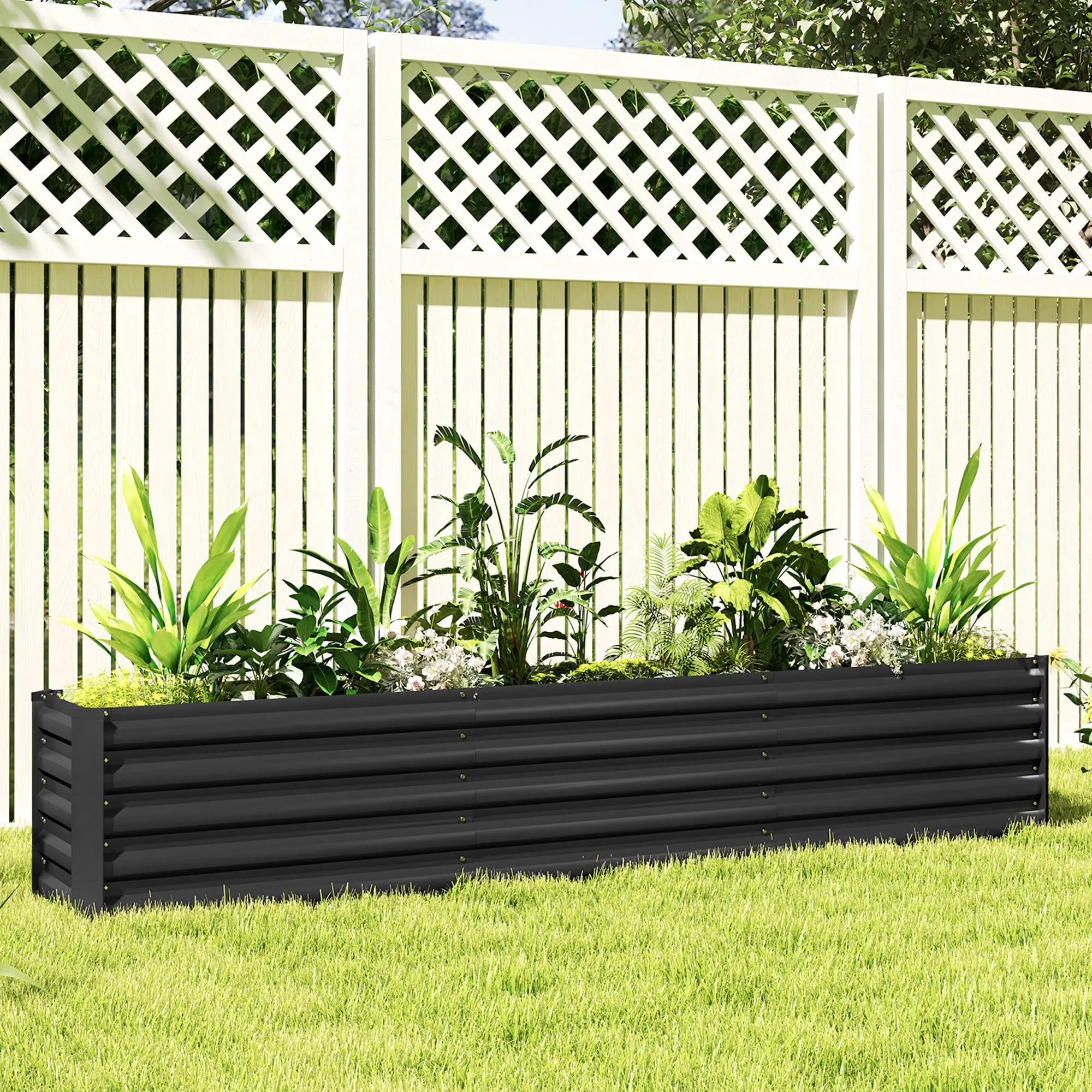 8 x 1.3 x 1.5ft Galvanized Raised Garden Bed, Outdoor Planter Box, Dark Grey - Image 8