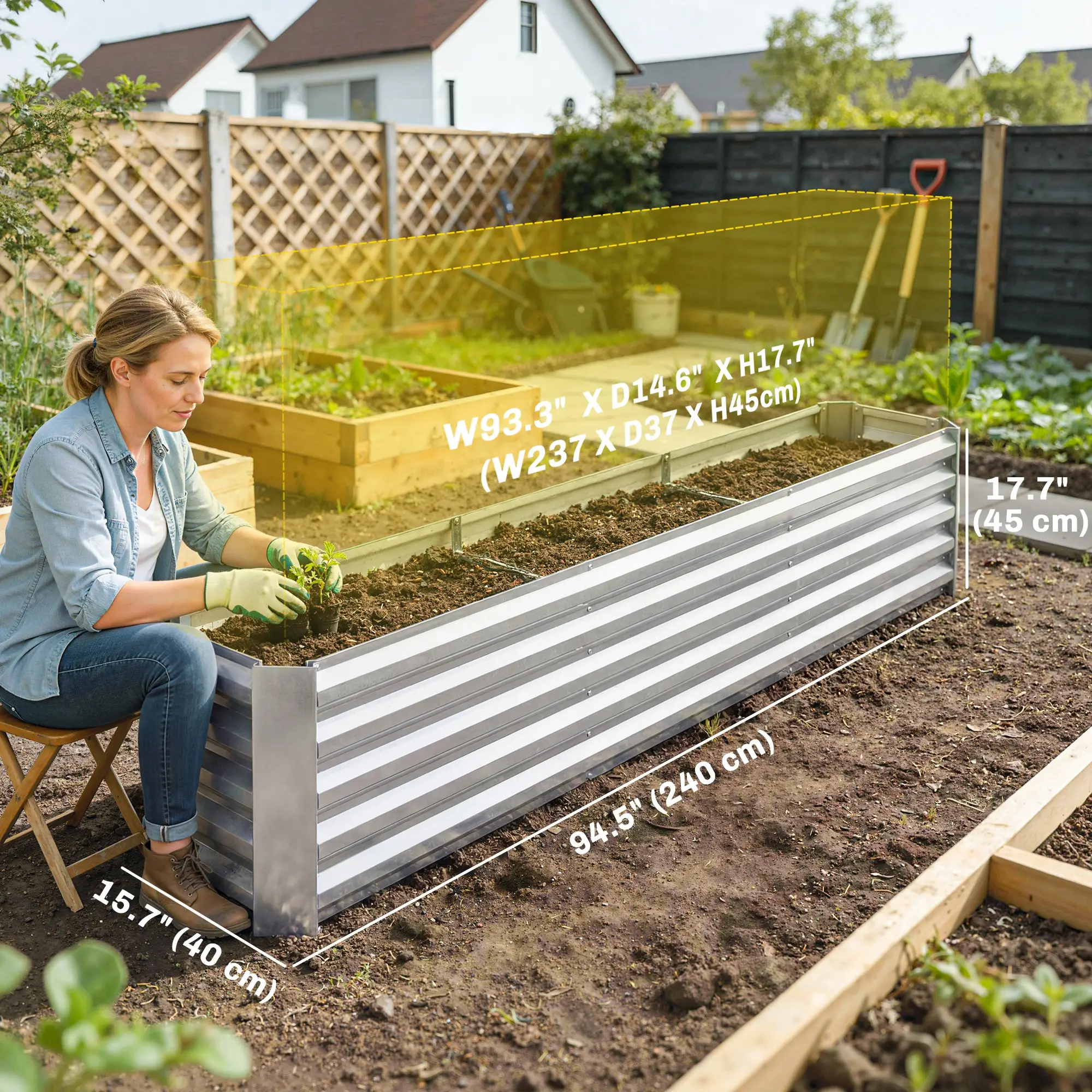 8 x 1.3 x 1.5ft Galvanized Raised Garden Bed, Outdoor Planter Box, Silver - Image 3