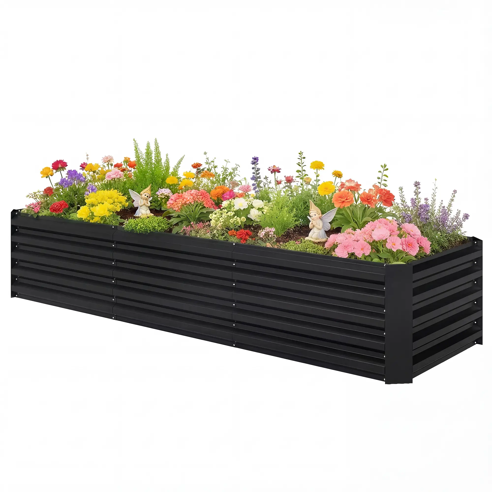 8 x 2.6 x 1.5ft Galvanized Raised Garden Bed, Black Outdoor Planter Box, Black