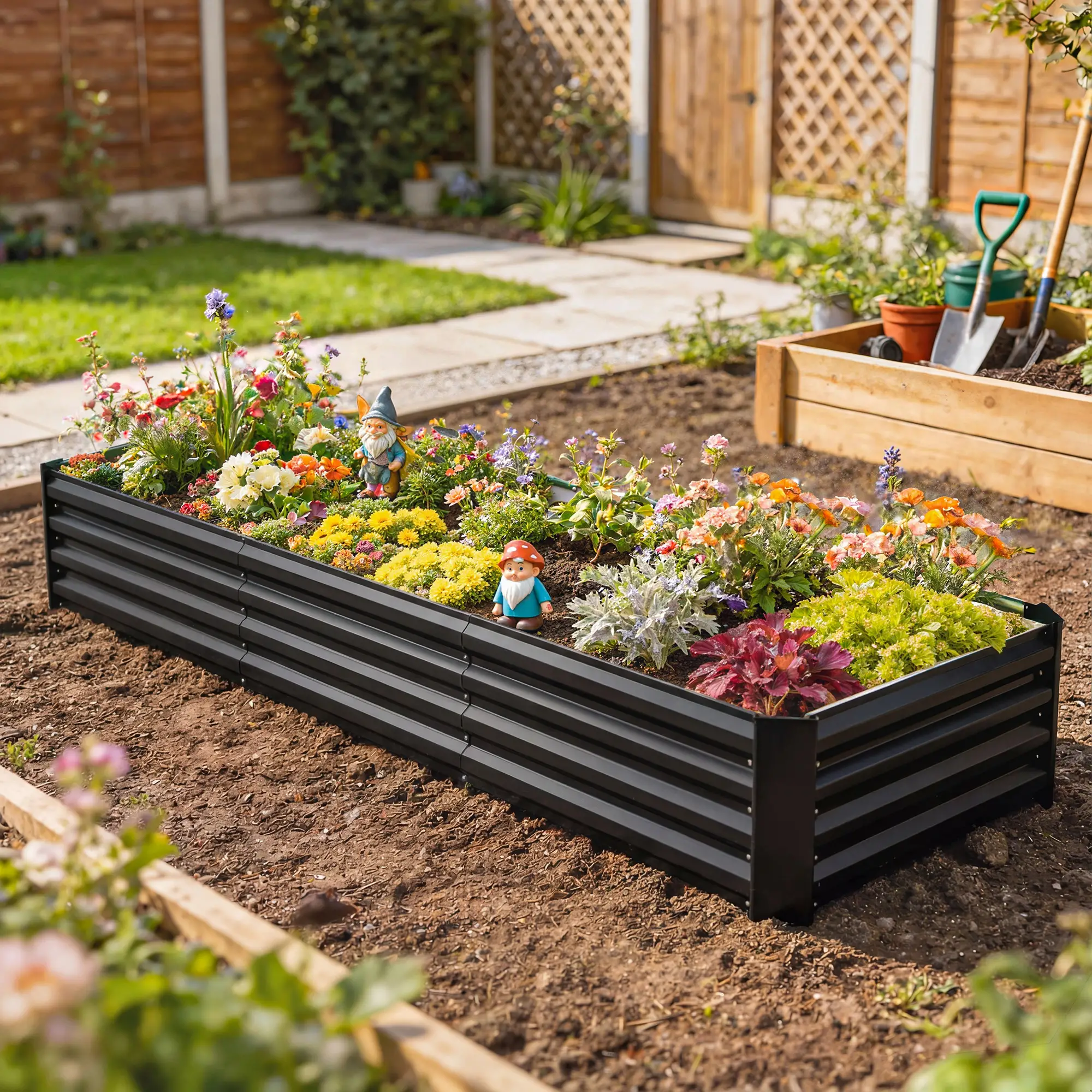 8 x 2.6 x 1.5ft Galvanized Raised Garden Bed, Black Outdoor Planter Box, Black - Image 2